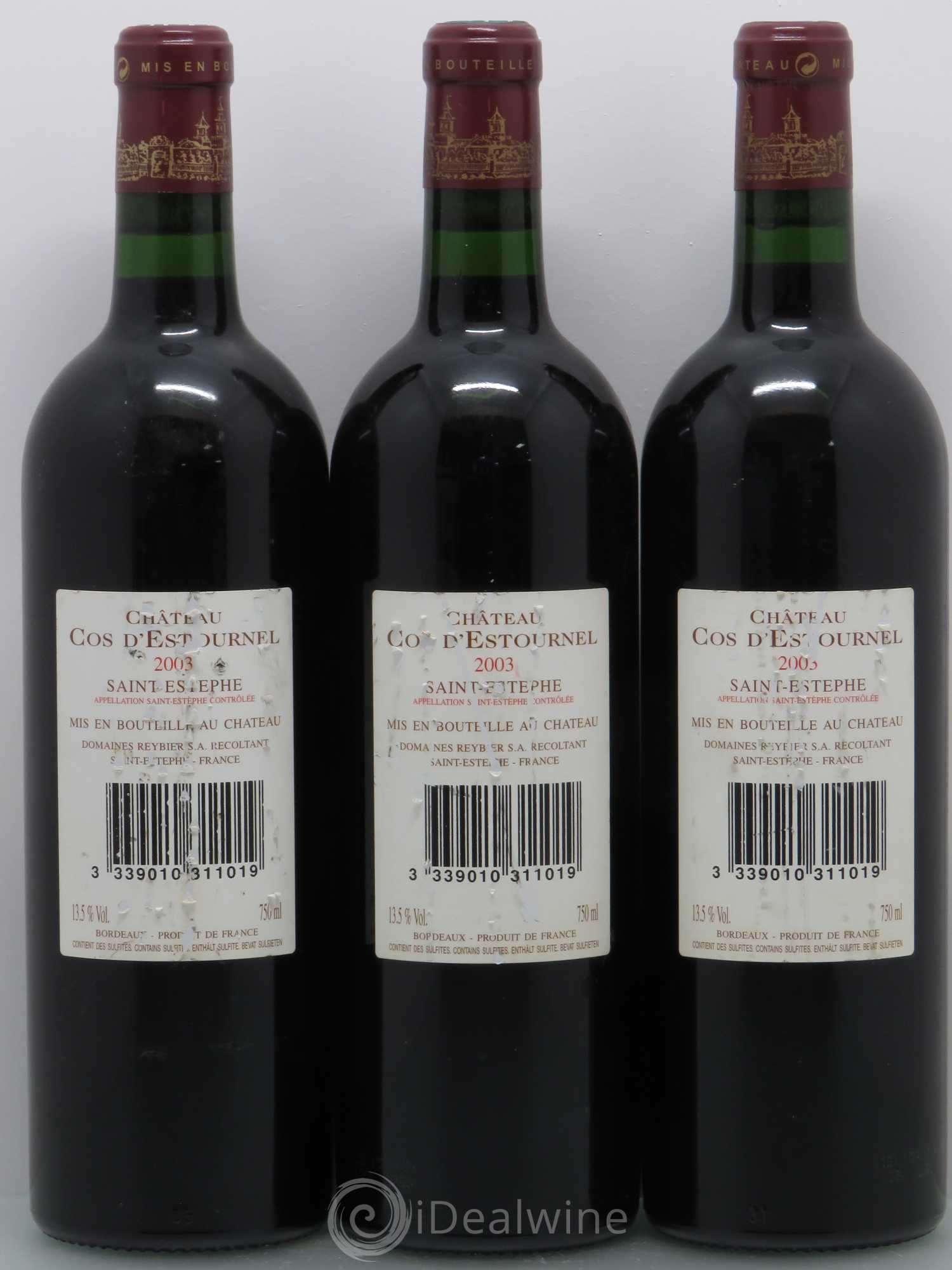 Cos d'Estournel 2ème Grand Cru Classé 2003 - Lot de 3 bouteilles - 1