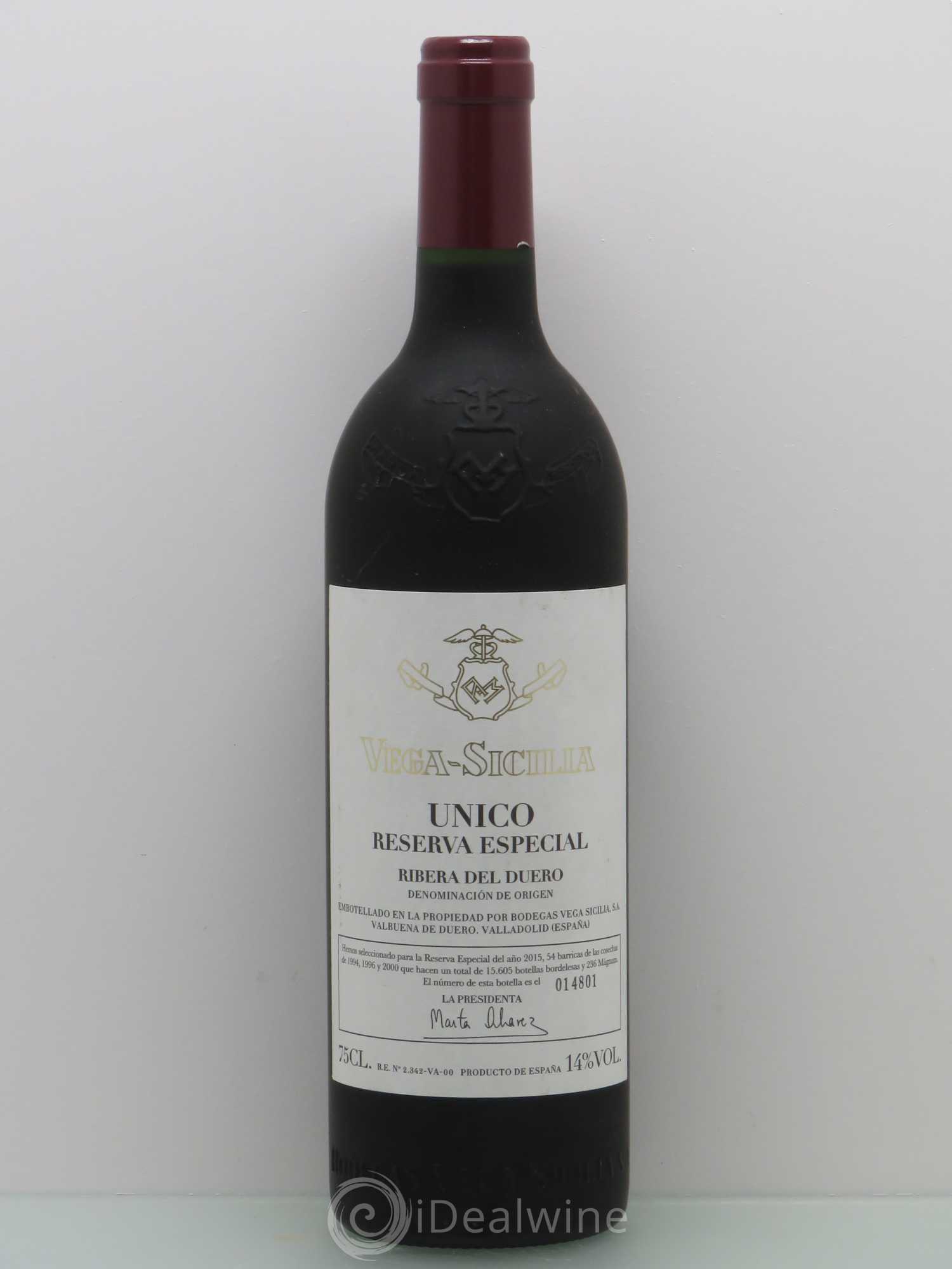 Ribera Del Duero Vega Sicilia Unico Reserva Especial Famille Alvarez Unico Réserva especial (1994) (1996) (2000) - Posten von 1 Flasche - 0