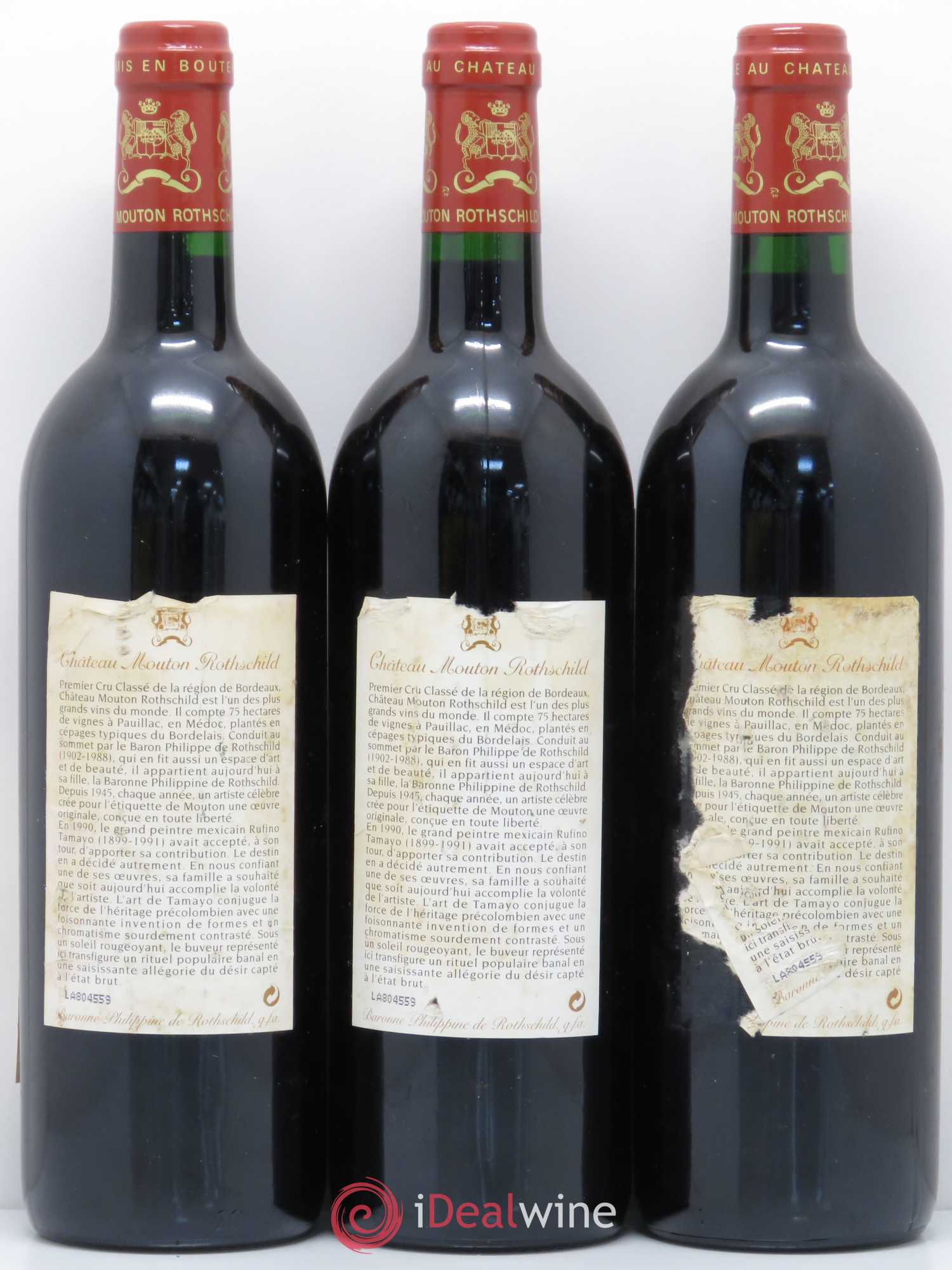 Château Mouton Rothschild 1er Grand Cru Classé 1998 - Lot de 3 bouteilles - 1