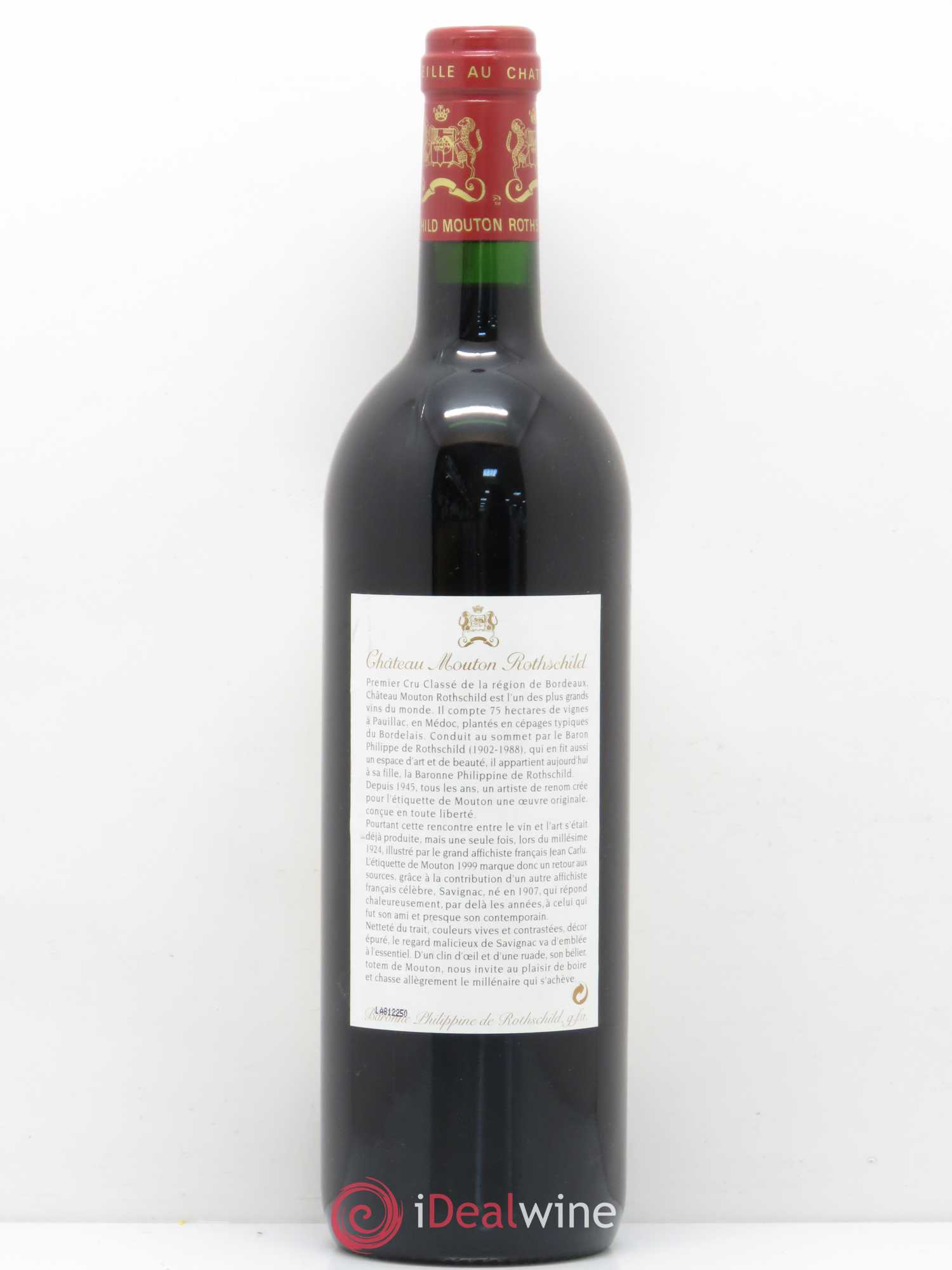 Château Mouton Rothschild 1er Grand Cru Classé 1999 - Lot de 1 bouteille - 1