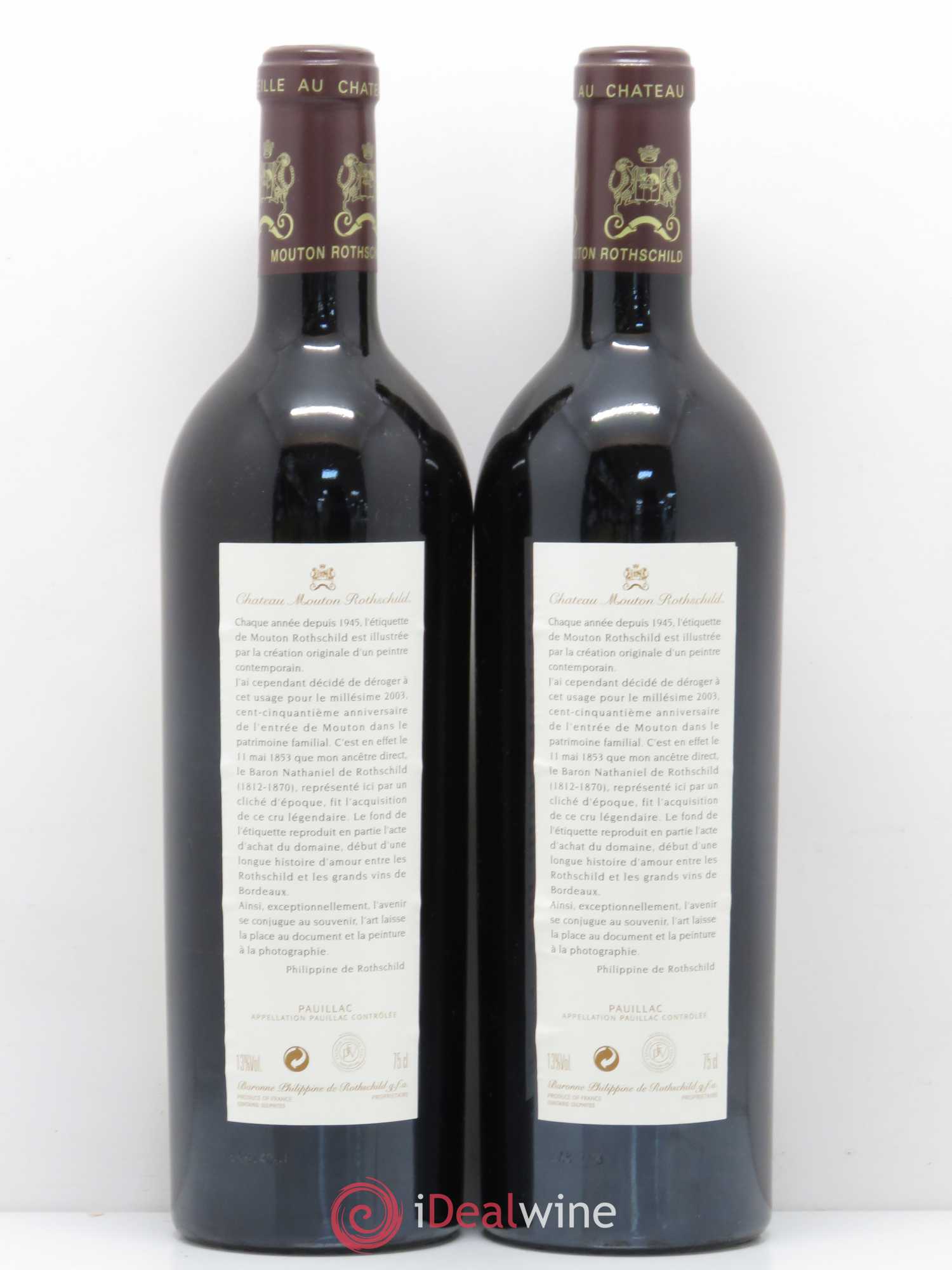 Château Mouton Rothschild 1er Grand Cru Classé 2003 - Lot de 2 bouteilles - 1