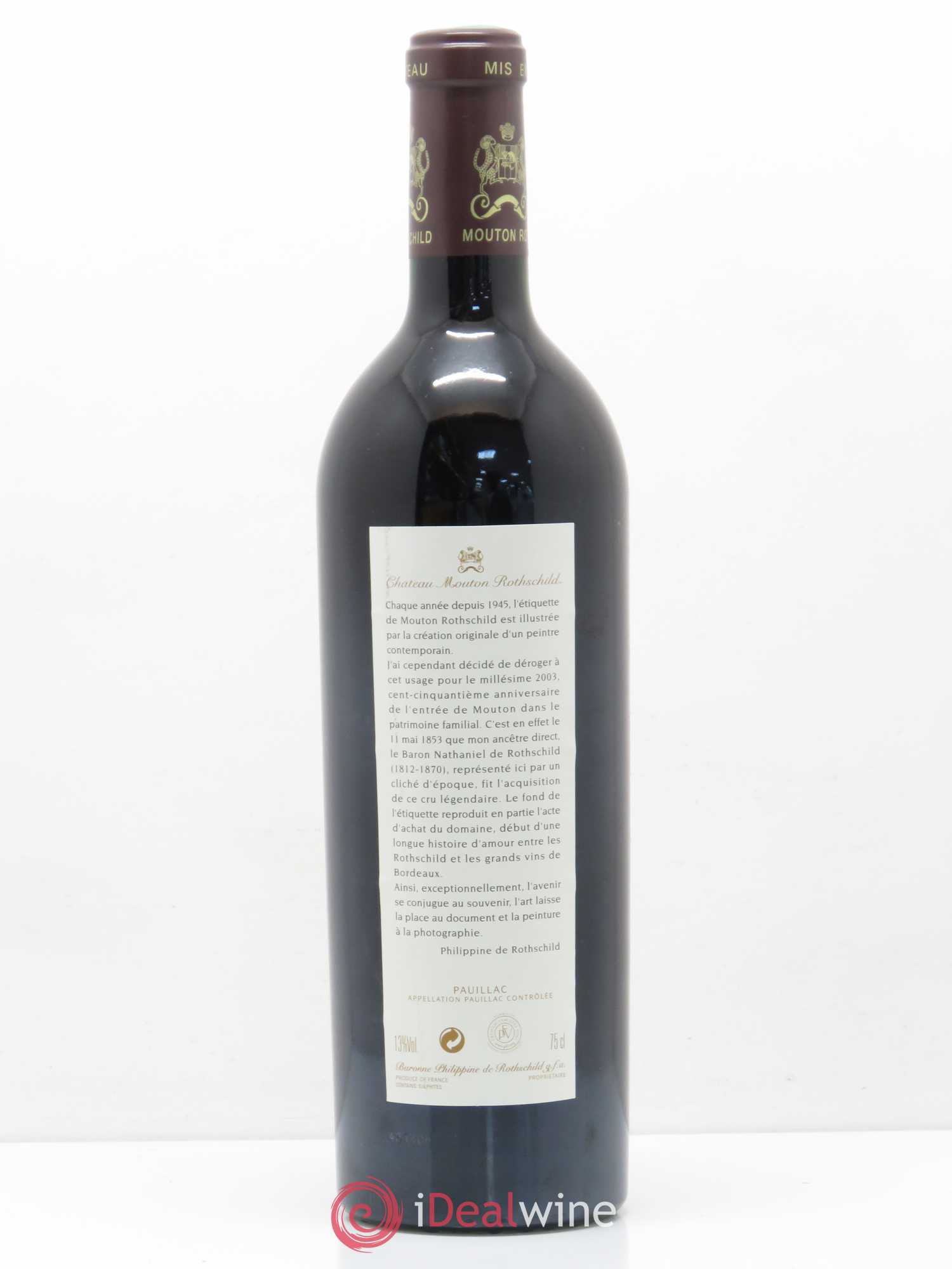 Château Mouton Rothschild 1er Grand Cru Classé 2003 - Lot de 1 bouteille - 1