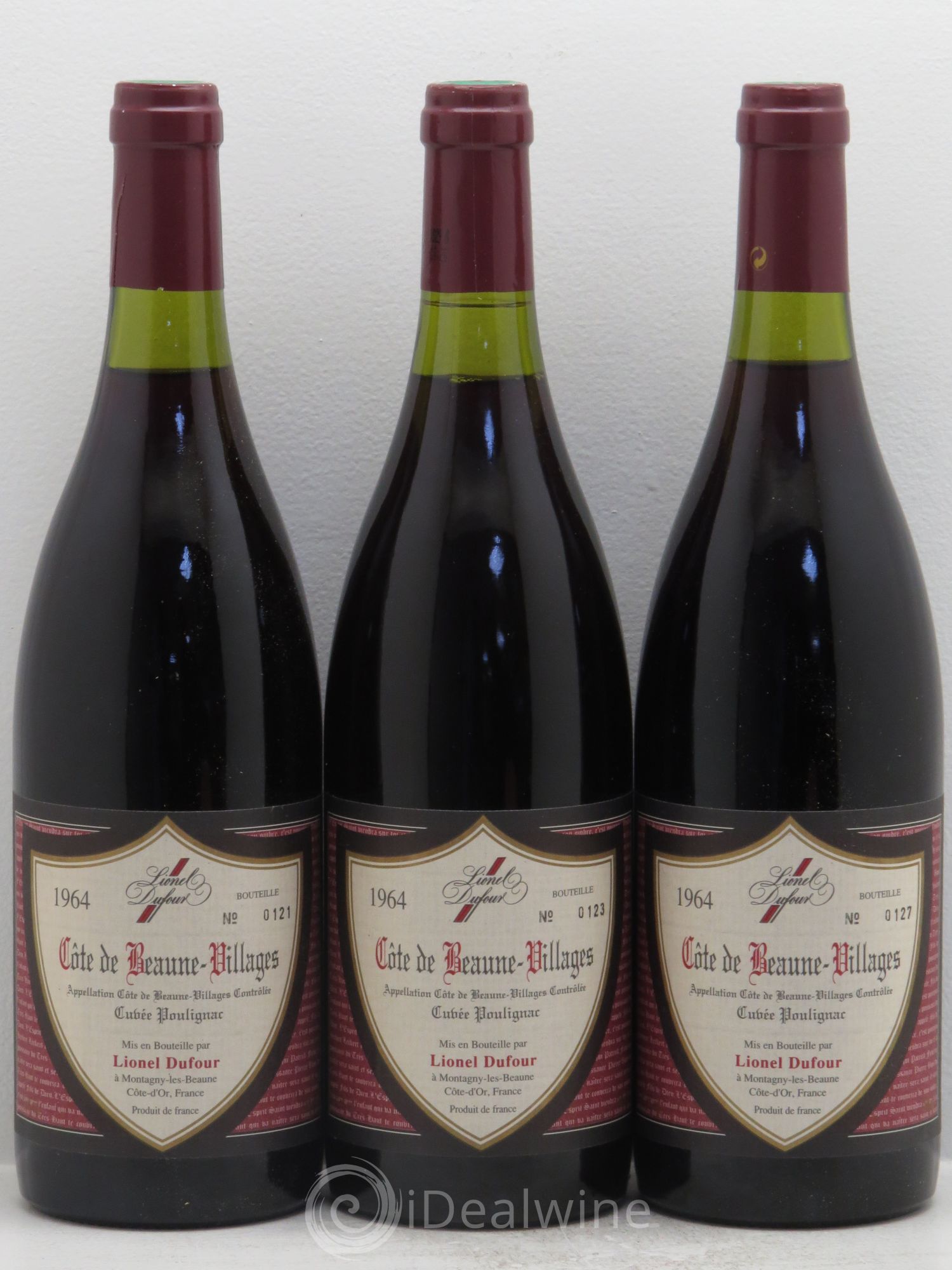 Côte de Beaune-Villages Cuvée Poulignac - Lionel Dufour 1964 - Posten von 3 Flaschen - 0