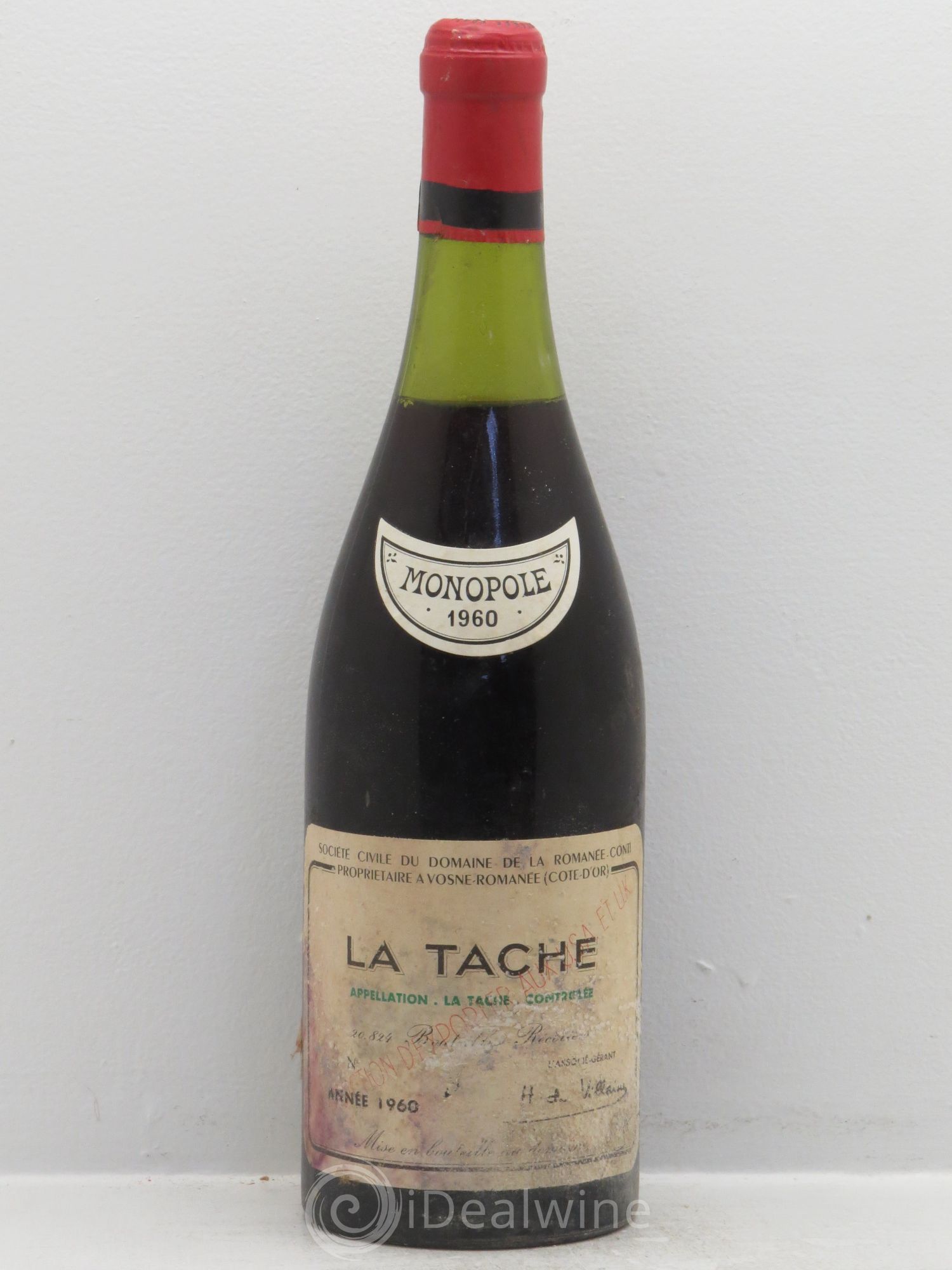 La Tâche Grand Cru Domaine de la Romanée-Conti 1960 - Lot de 1 bouteille - 0