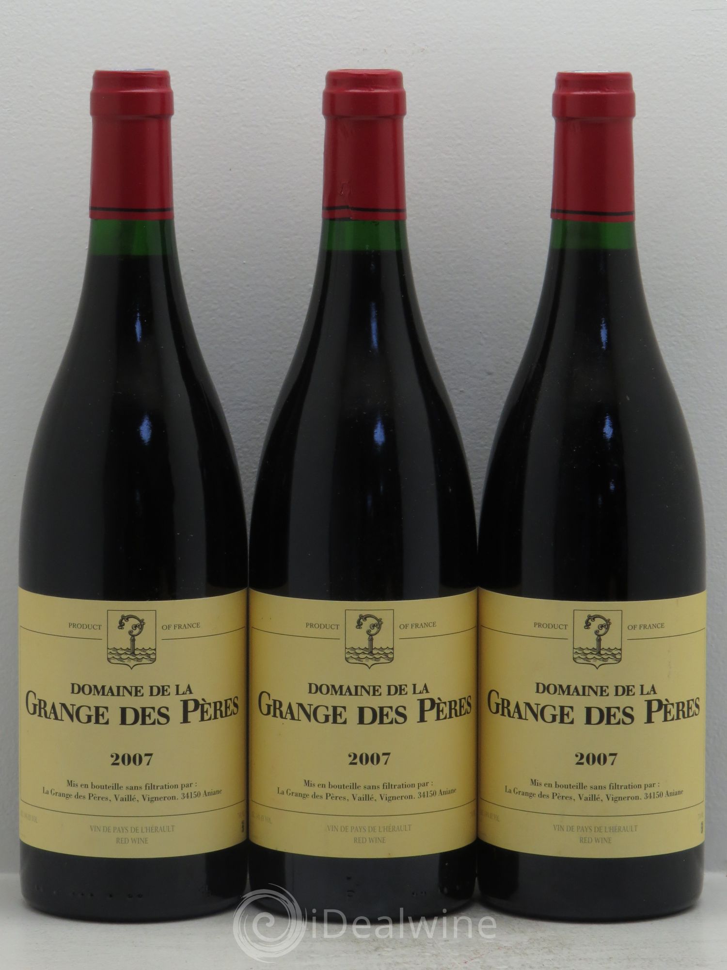 Pays d'Hérault Grange des Pères Laurent Vaillé 2007 - Lot de 3 bouteilles - 0