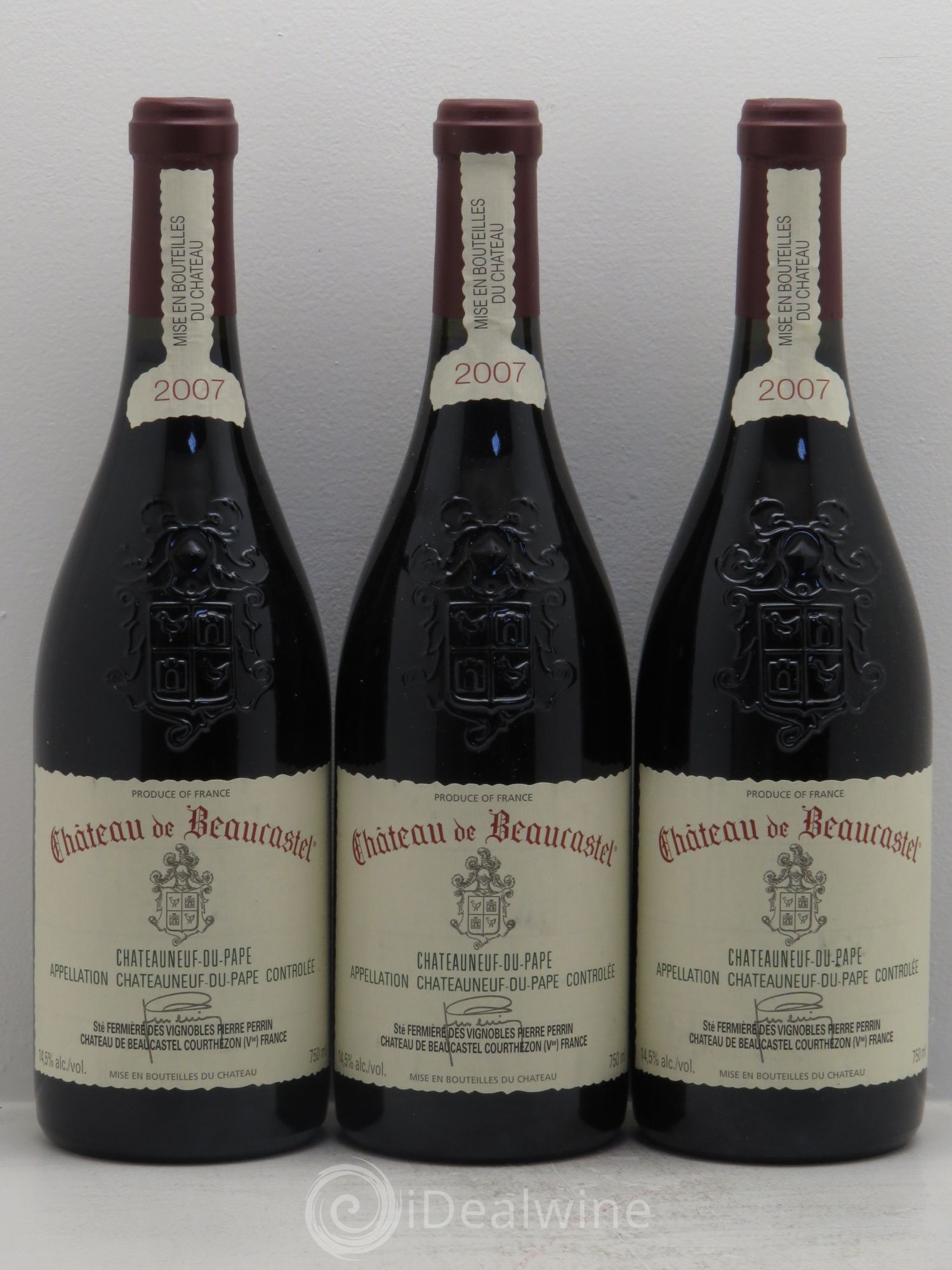 Châteauneuf-du-Pape Château de Beaucastel Famille Perrin 2007 - Lot de 3 bouteilles - 0