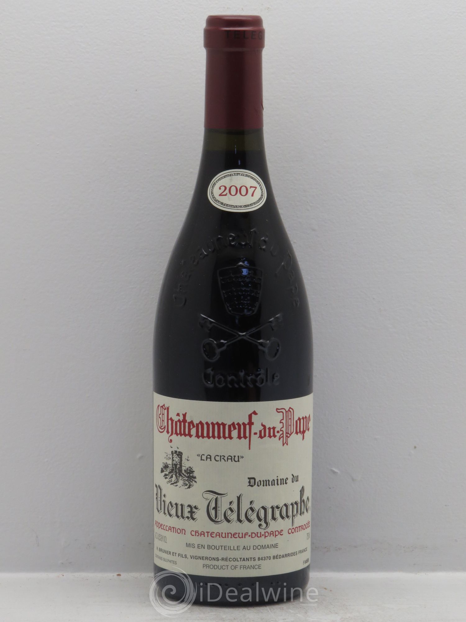Châteauneuf-du-Pape Vieux Télégraphe (Domaine du) Vignobles Brunier 2007 - Lot de 1 bouteille - 0