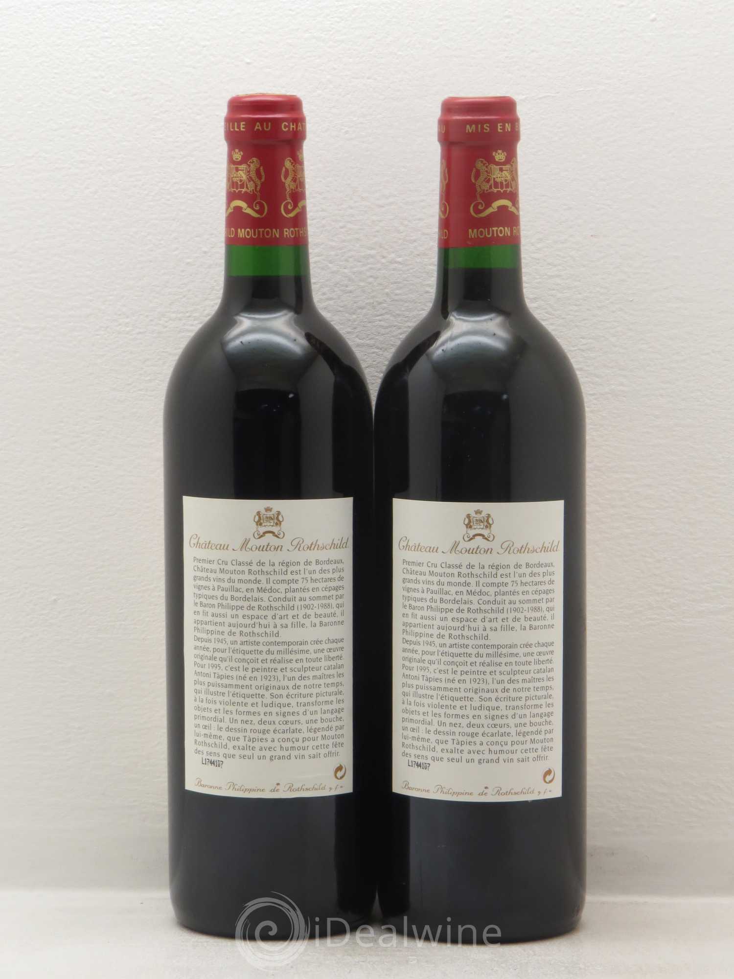 Château Mouton Rothschild 1er Grand Cru Classé 1995 - Lot de 2 bouteilles - 1