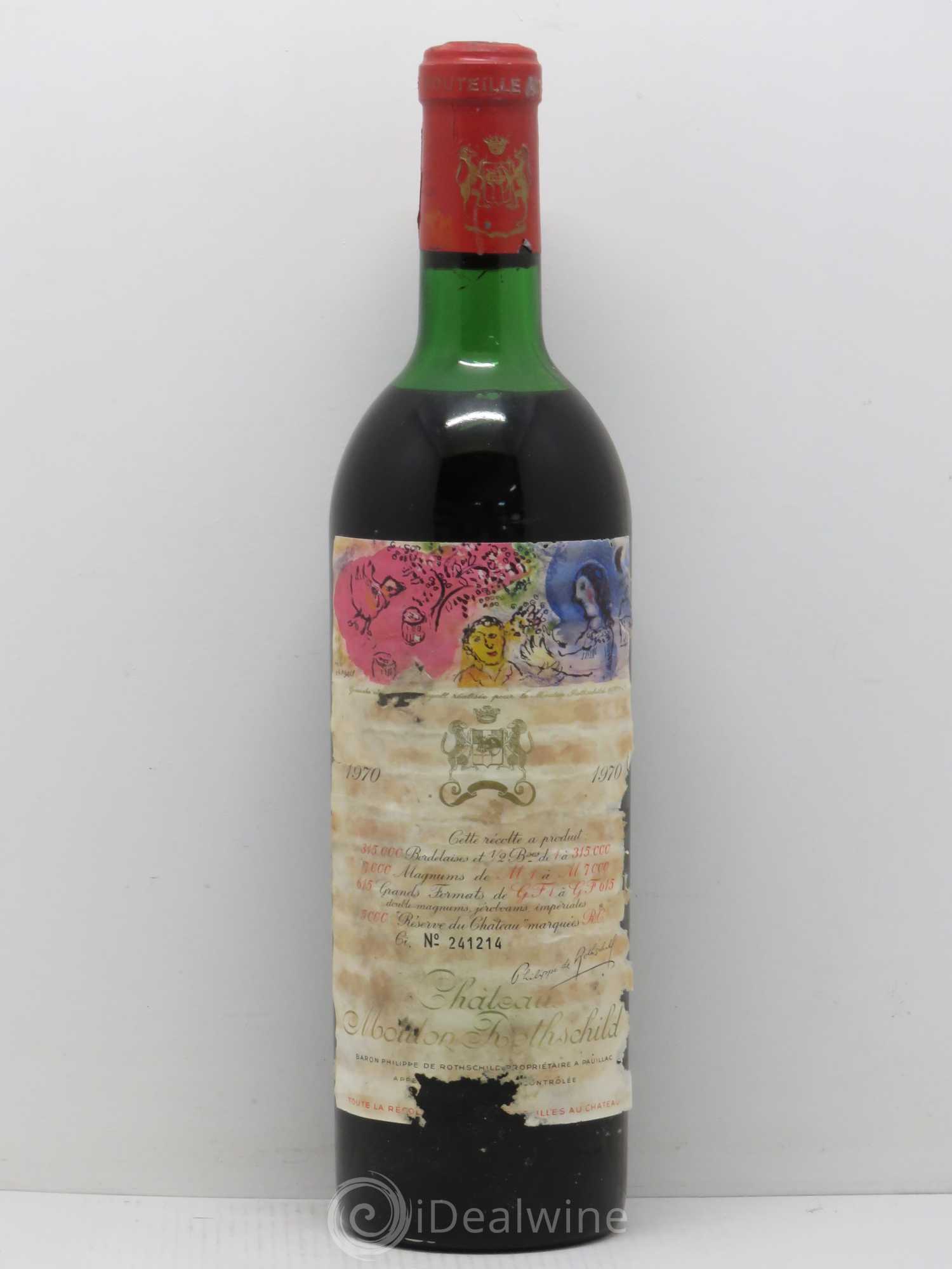 Château Mouton Rothschild 1er Grand Cru Classé 1970 - Lot de 1 bouteille - 0