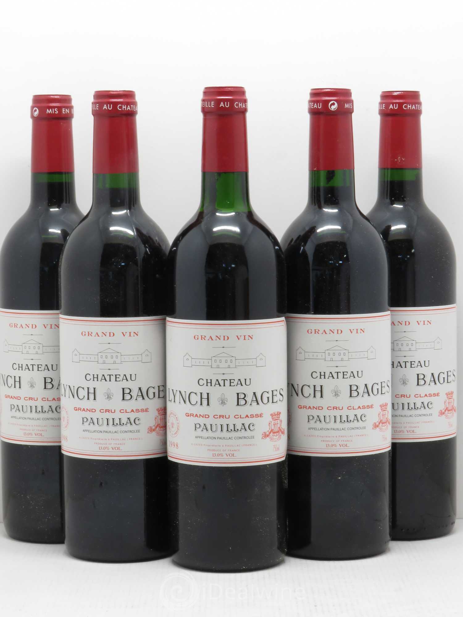 Château Lynch Bages 5ème Grand Cru Classé 1998 - Lot de 5 bouteilles - 0