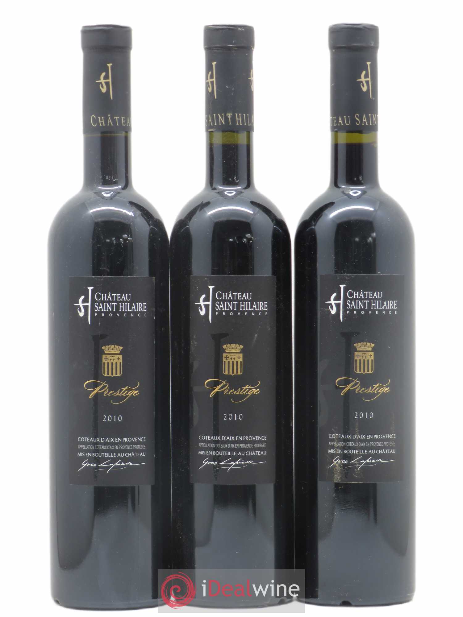 Coteaux d'Aix-en-Provence Domaine Saint Hilaire Prestige (sans prix de réserve) 2010 - Posten von 3 Flaschen - 0
