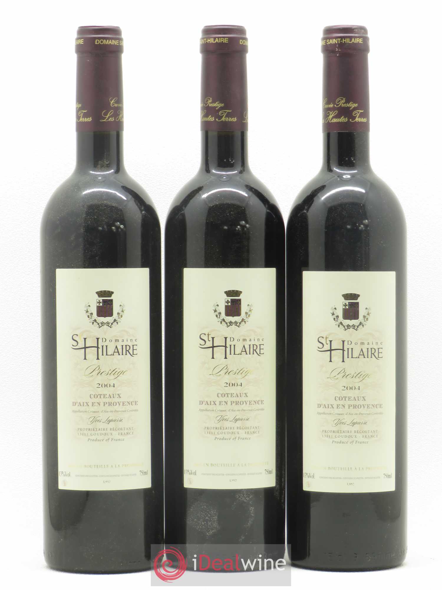 Coteaux d'Aix-en-Provence Domaine Saint Hilaire (sans prix de réserve) 2004 - Posten von 6 Flaschen - 2