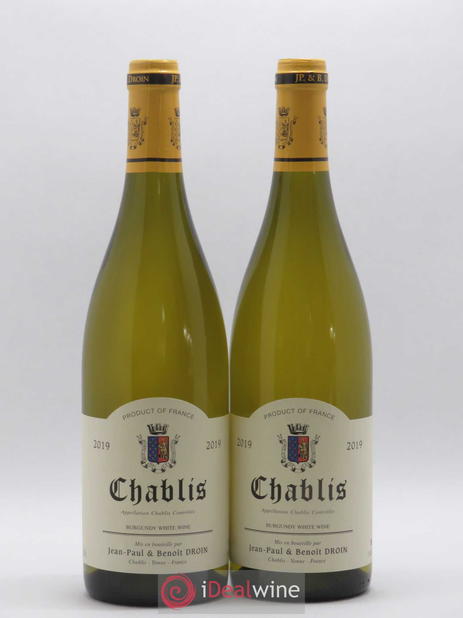 Chablis Jean-Paul & Benoît Droin (Domaine) (sans prix de réserve) 2019 - Lot de 2 bouteilles - 0