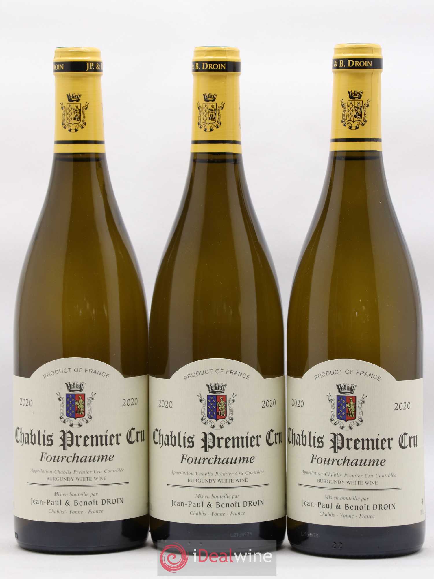 Chablis 1er Cru Fourchaume Jean-Paul & Benoît Droin (Domaine) (sans prix de réserve) 2020 - Lot de 3 bouteilles - 0
