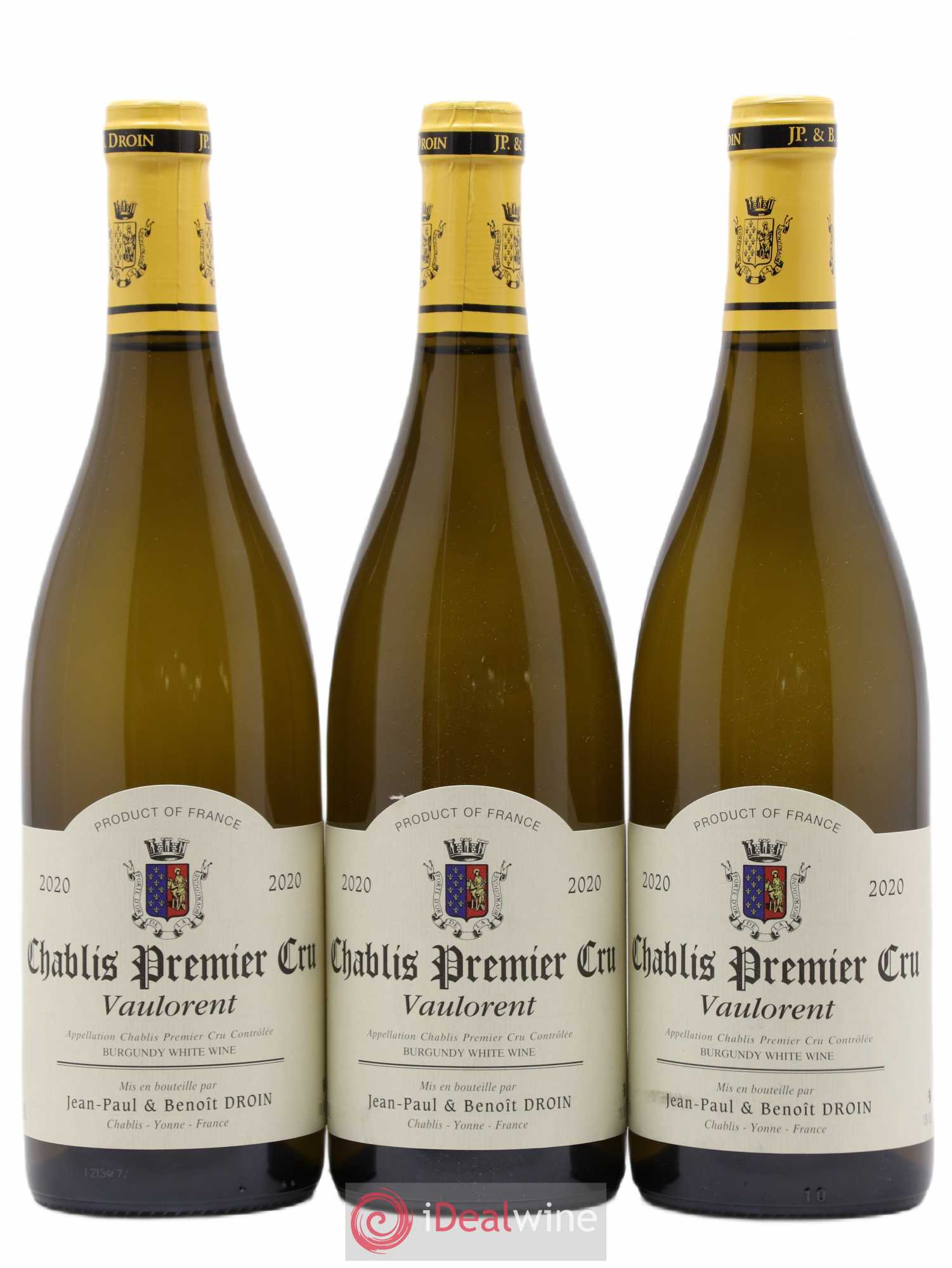 Chablis 1er Cru Vaulaurent Domaine Droin (sans prix de réserve) 2020 - Posten von 3 Flaschen - 0