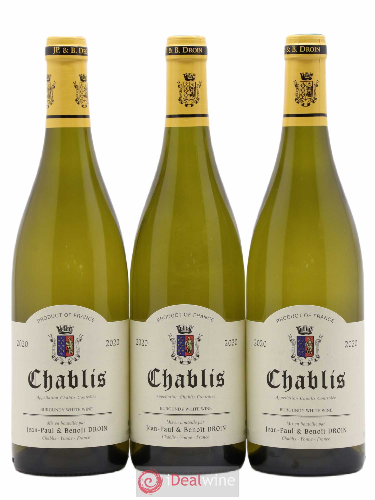 Chablis Jean-Paul & Benoît Droin (Domaine) (sans prix de réserve) 2020 - Lot de 3 bouteilles - 0