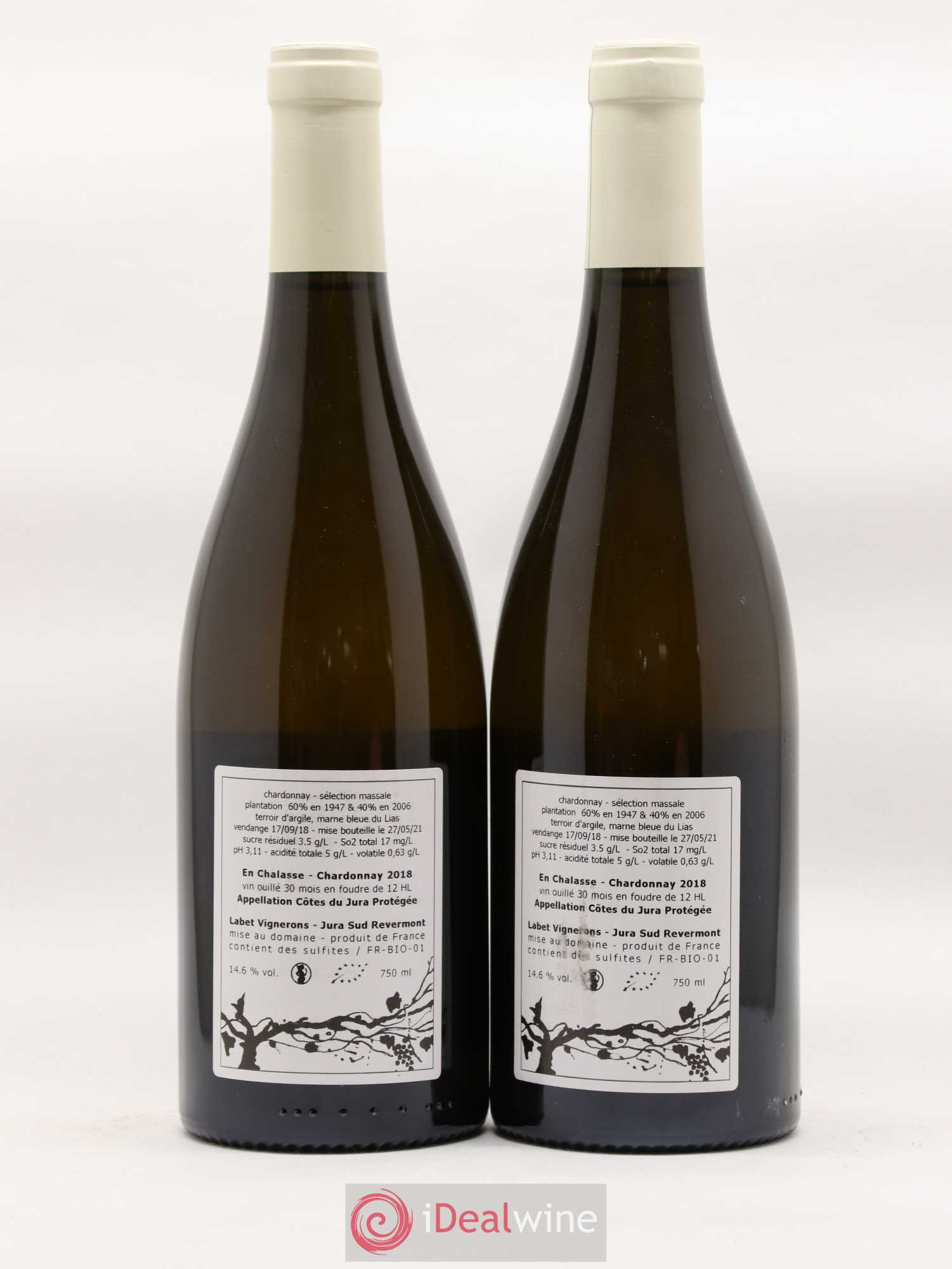Côtes du Jura Chardonnay En Chalasse Romain - Julien - Charline Labet (sans prix de réserve) 2018 - Lot de 2 bouteilles - 1
