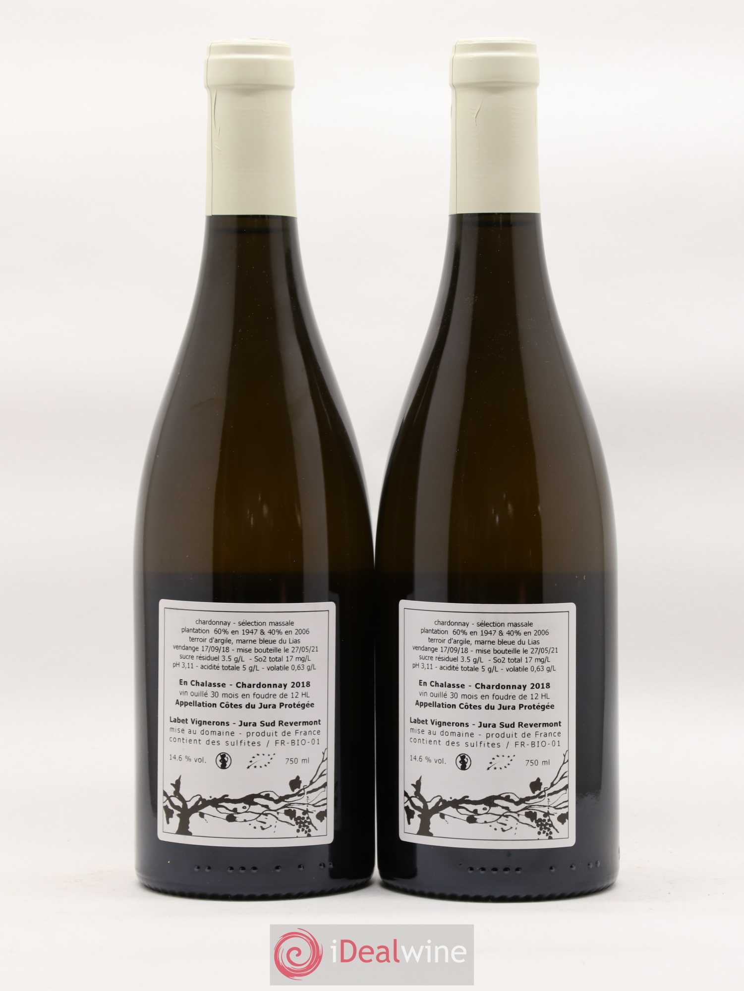 Côtes du Jura Chardonnay En Chalasse Romain - Julien - Charline Labet (sans prix de réserve) 2018 - Lot de 2 bouteilles - 1