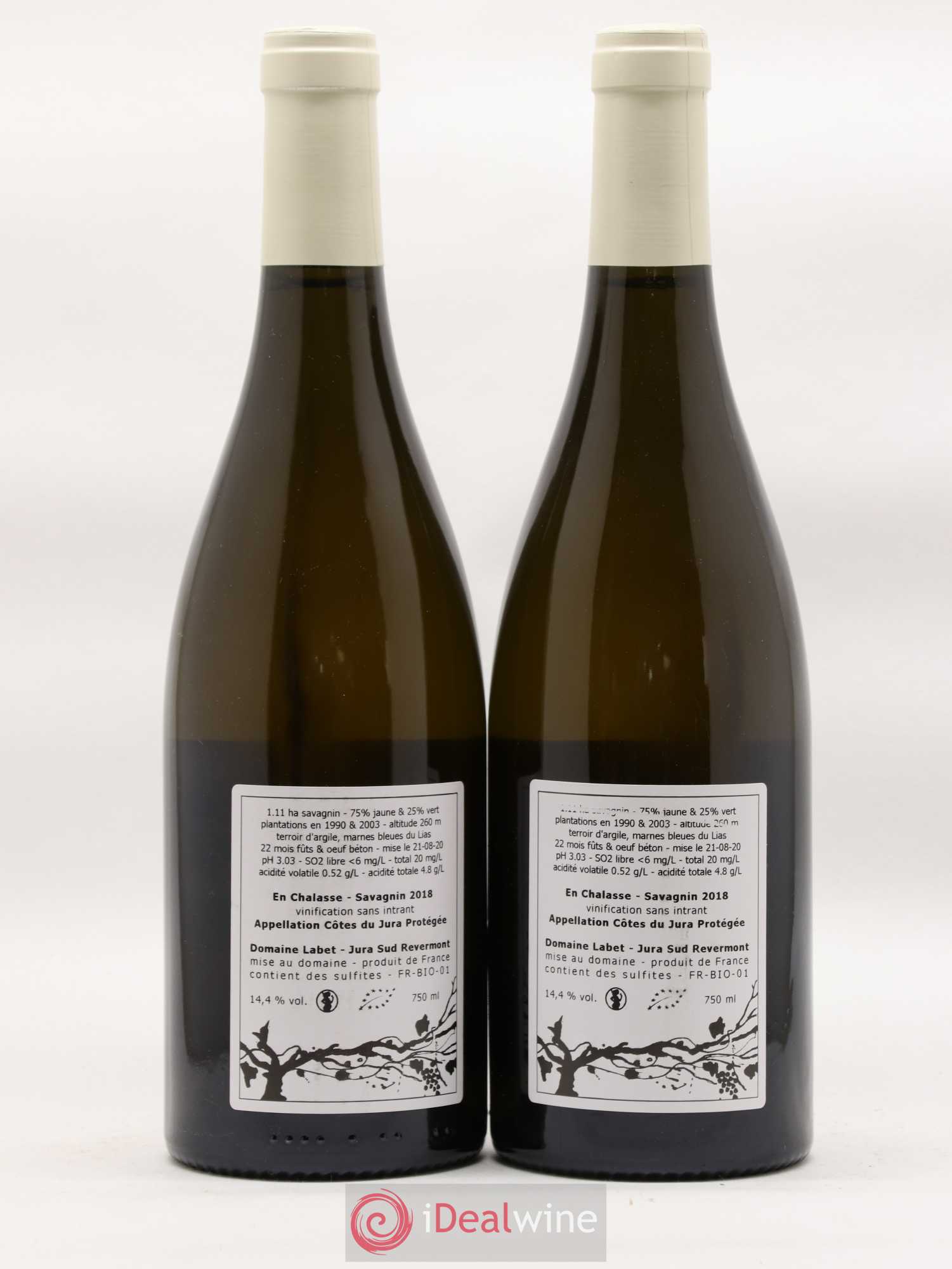 Côtes du Jura Fleur de Savagnin En Chalasse Romain - Julien - Charline Labet (sans prix de réserve) 2018 - Lot de 2 bouteilles - 1