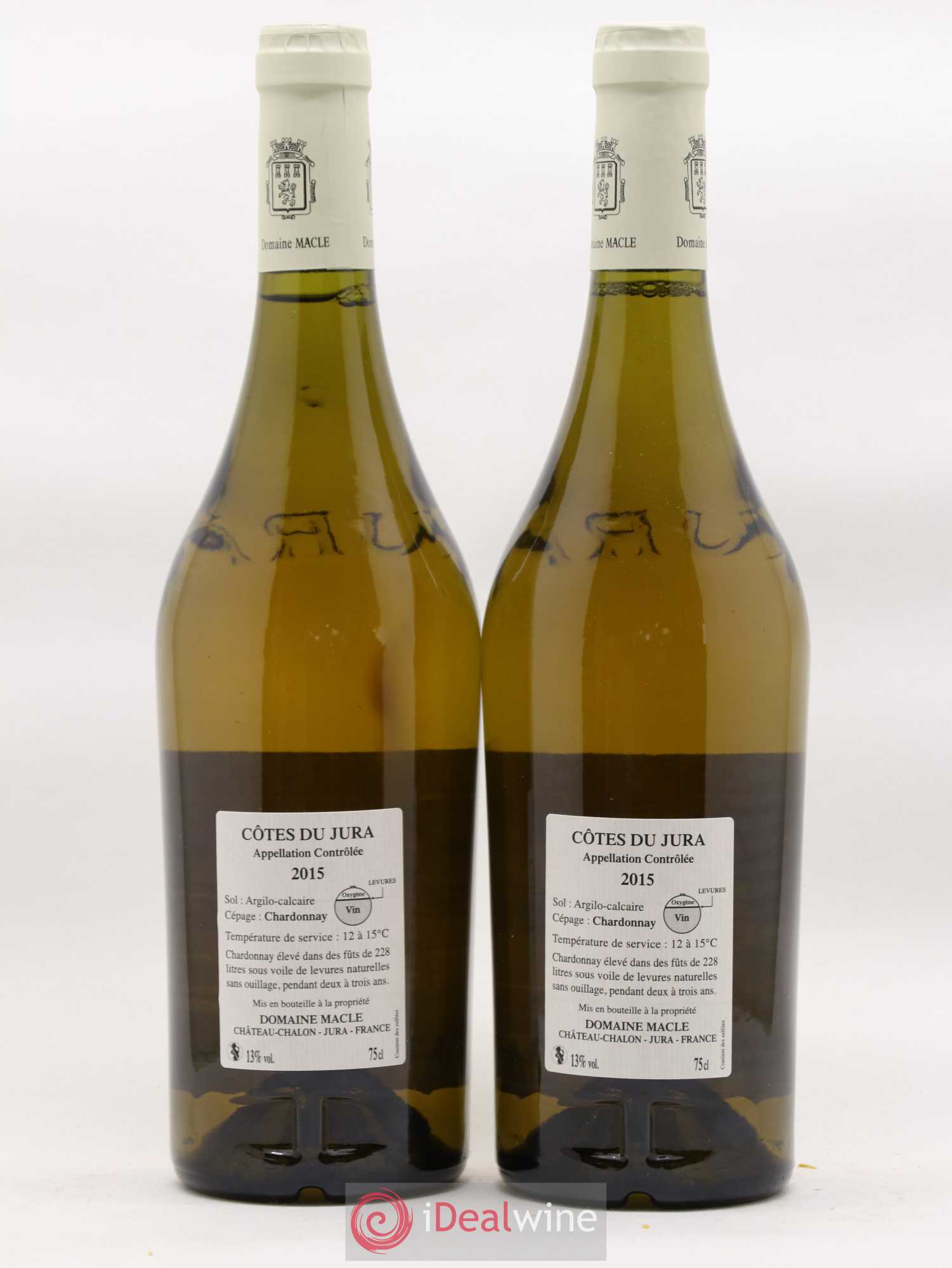 Côtes du Jura Chardonnay sous voile Jean Macle  (sans prix de réserve) 2015 - Lot de 2 bouteilles - 1