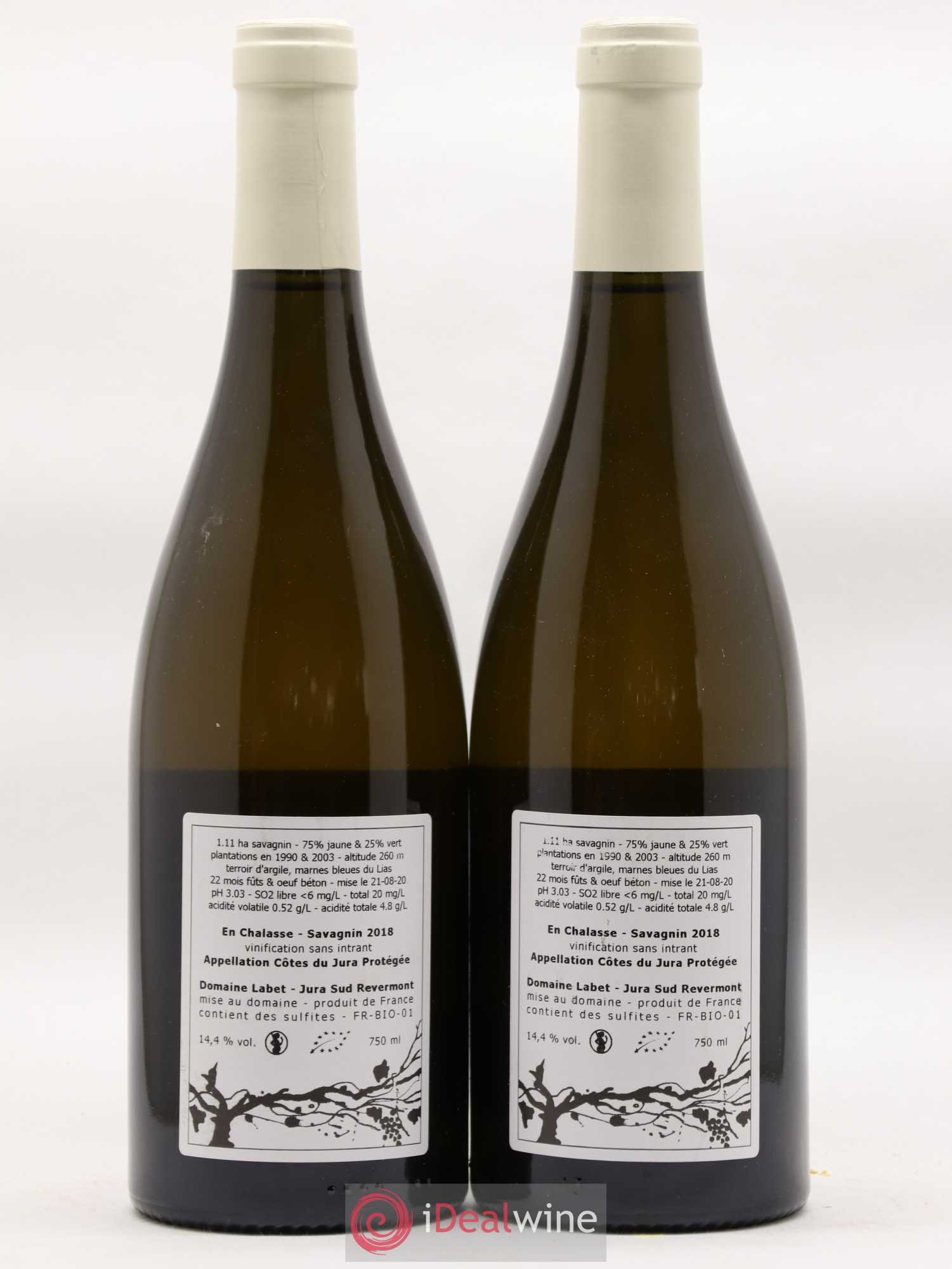 Côtes du Jura Fleur de Savagnin En Chalasse Romain - Julien - Charline Labet (sans prix de réserve) 2018 - Lot de 2 bouteilles - 1
