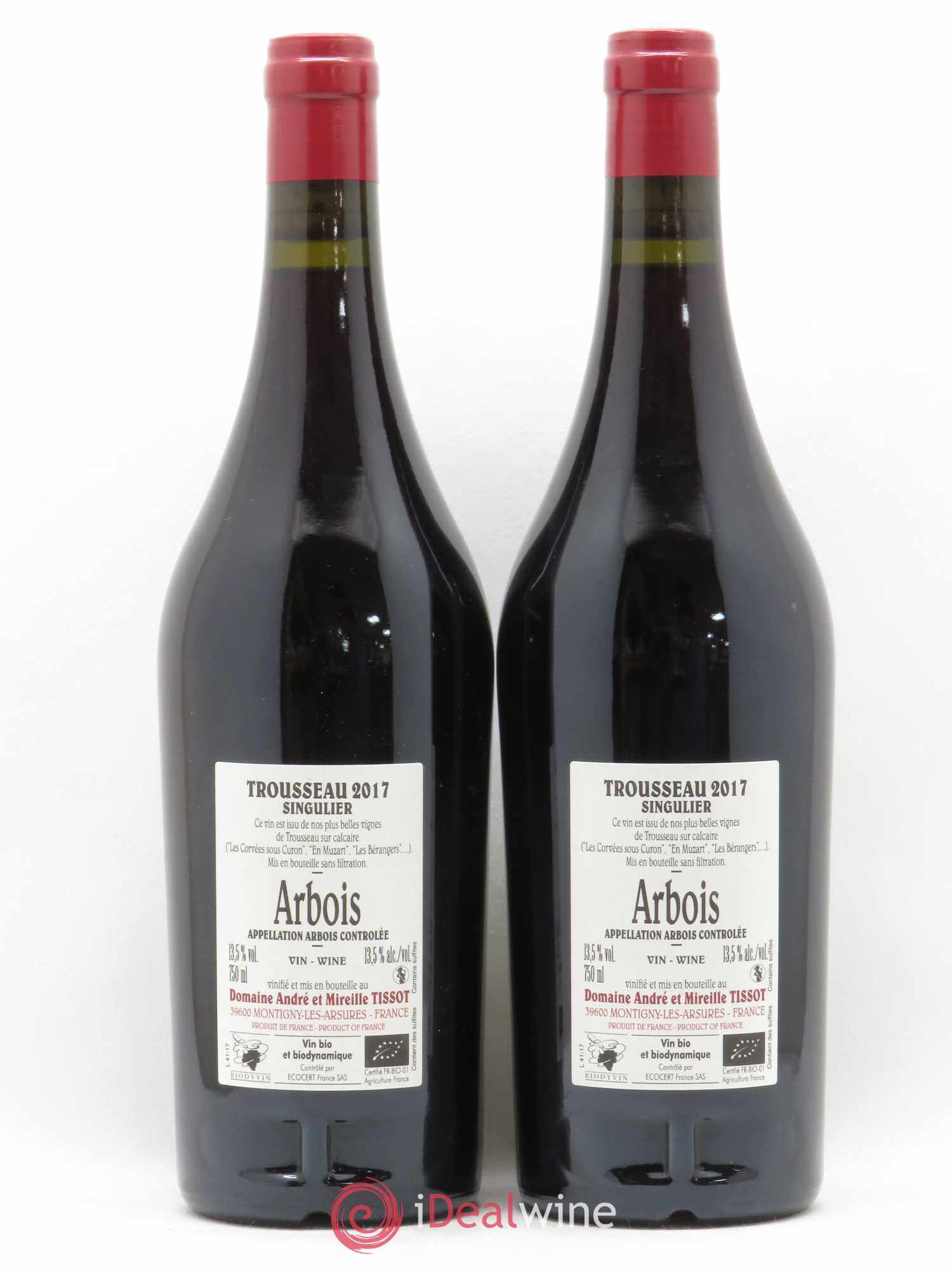 Arbois Trousseau Singulier Bénédicte et Stéphane Tissot (sans prix de réserve) 2017 - Lot de 2 bouteilles - 1