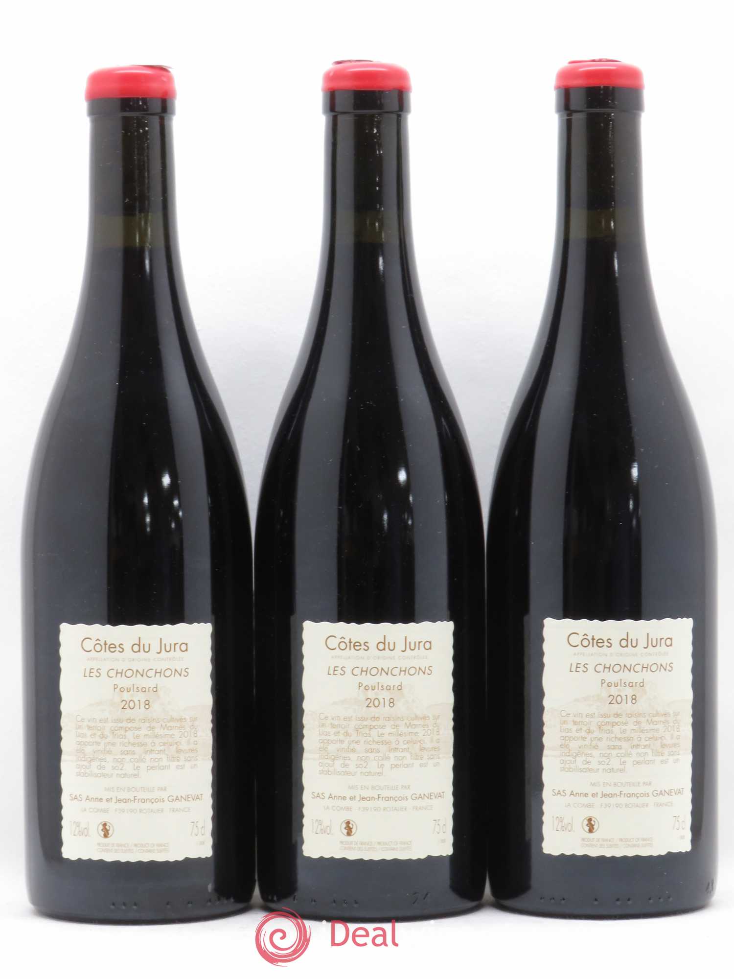 Côtes du Jura Les Chonchons Anne et Jean François Ganevat  (sans prix de réserve) 2018 - Lot de 3 bouteilles - 1