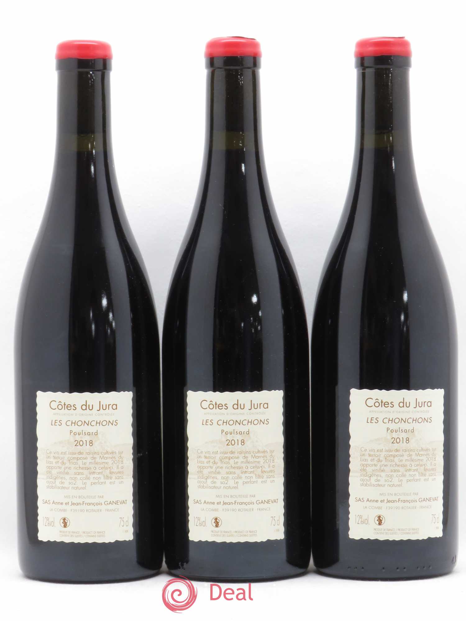 Côtes du Jura Les Chonchons Anne et Jean François Ganevat  (sans prix de réserve) 2018 - Lot de 3 bouteilles - 1