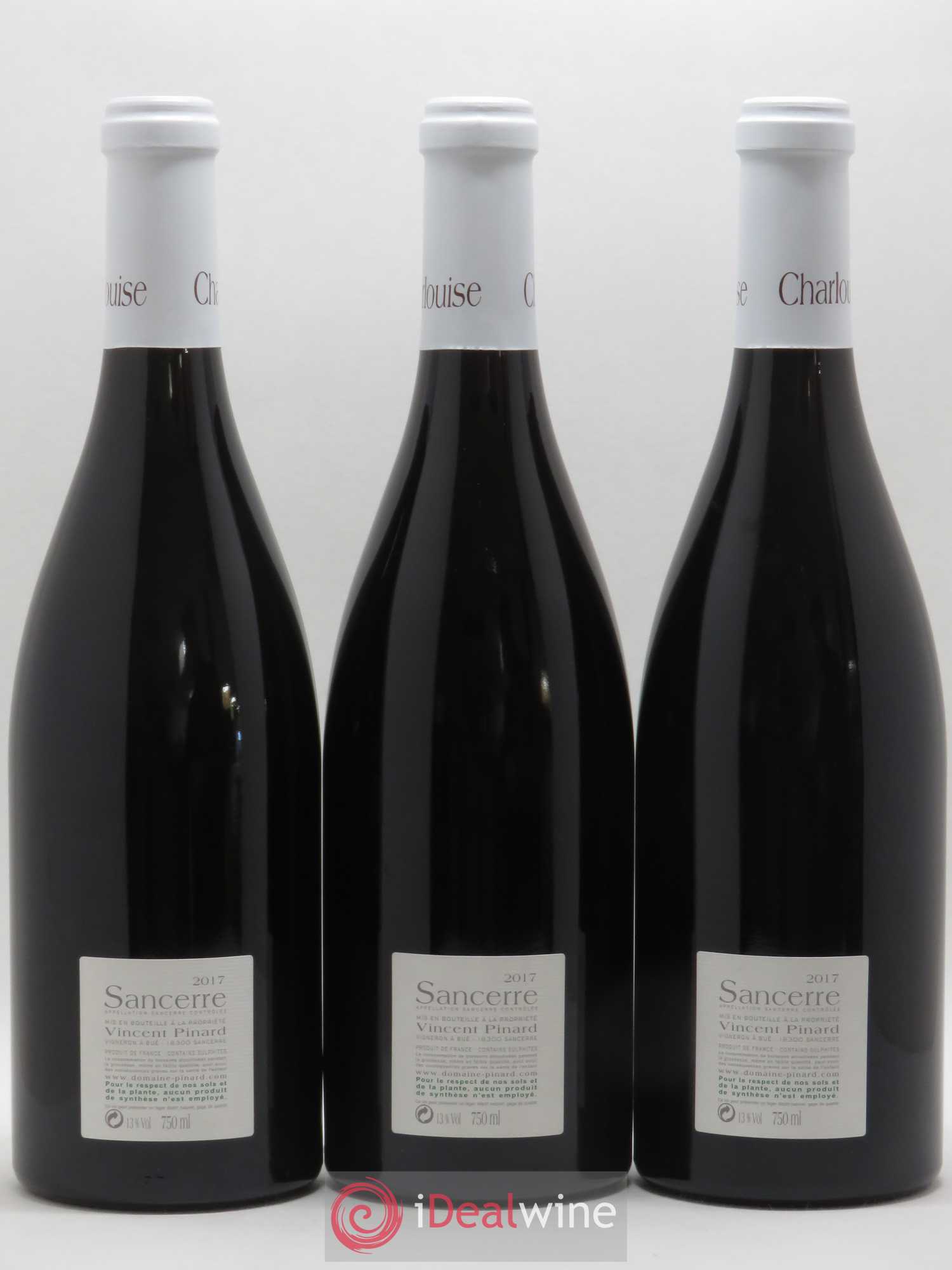 Sancerre Charlouise Vincent Pinard (sans prix de réserve) 2017 - Lot de 3 bouteilles - 1