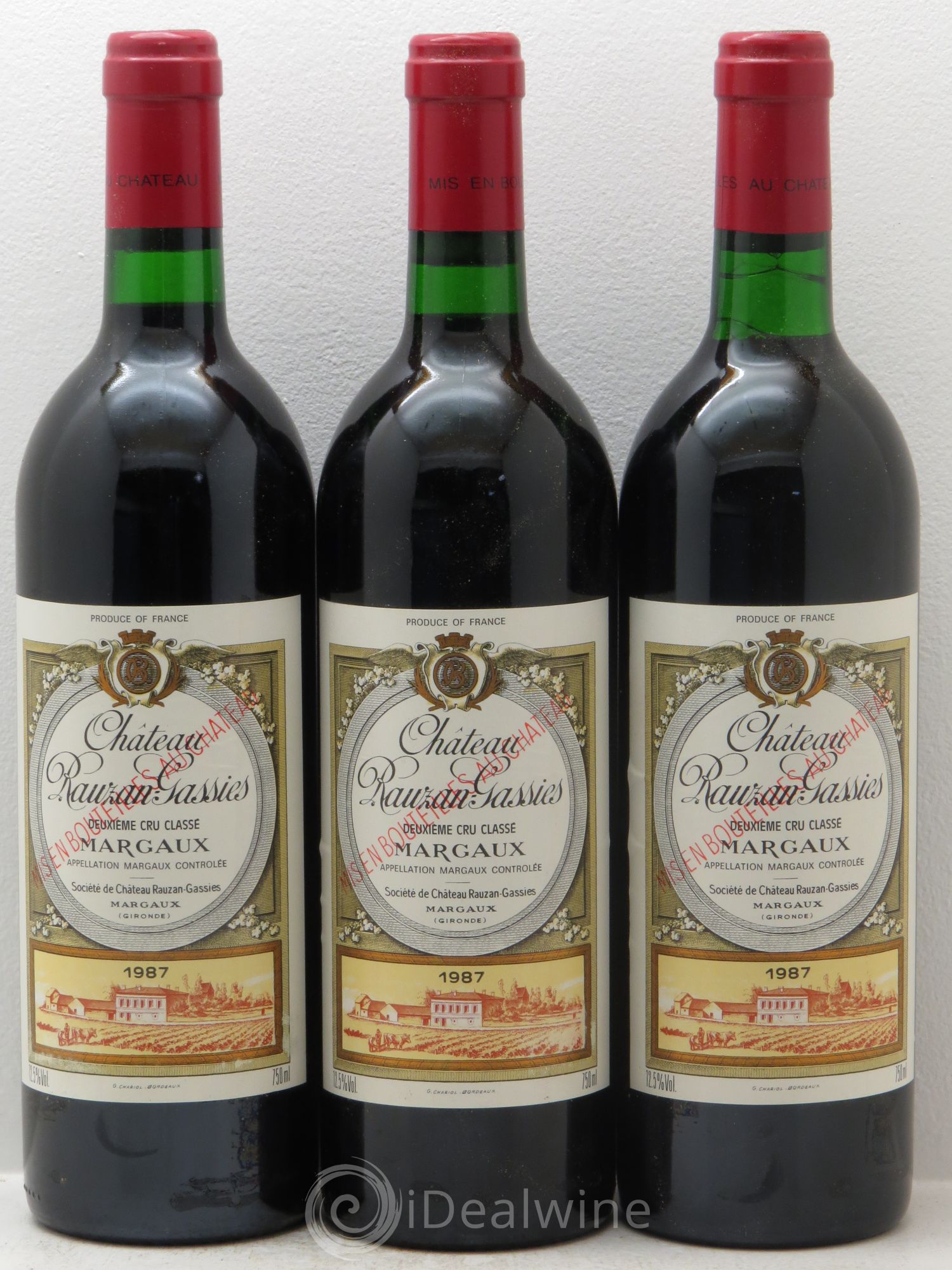 Château Rauzan-Gassies 2ème Grand Cru Classé 1987 - Lot de 3 bouteilles - 0