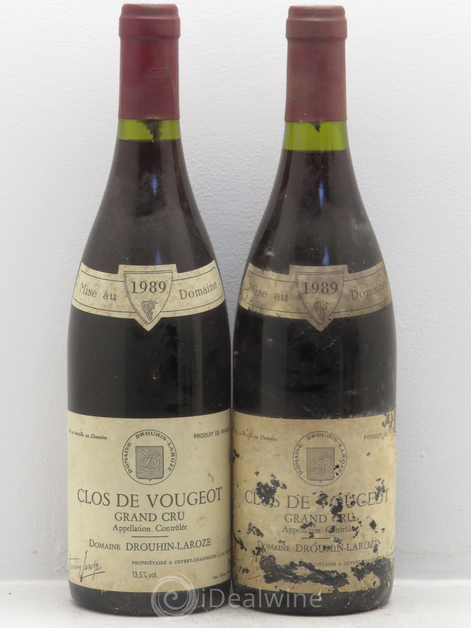 Clos de Vougeot Grand Cru Domaine Drouhin-Laroze 1989 - Lot de 2 bouteilles - 0