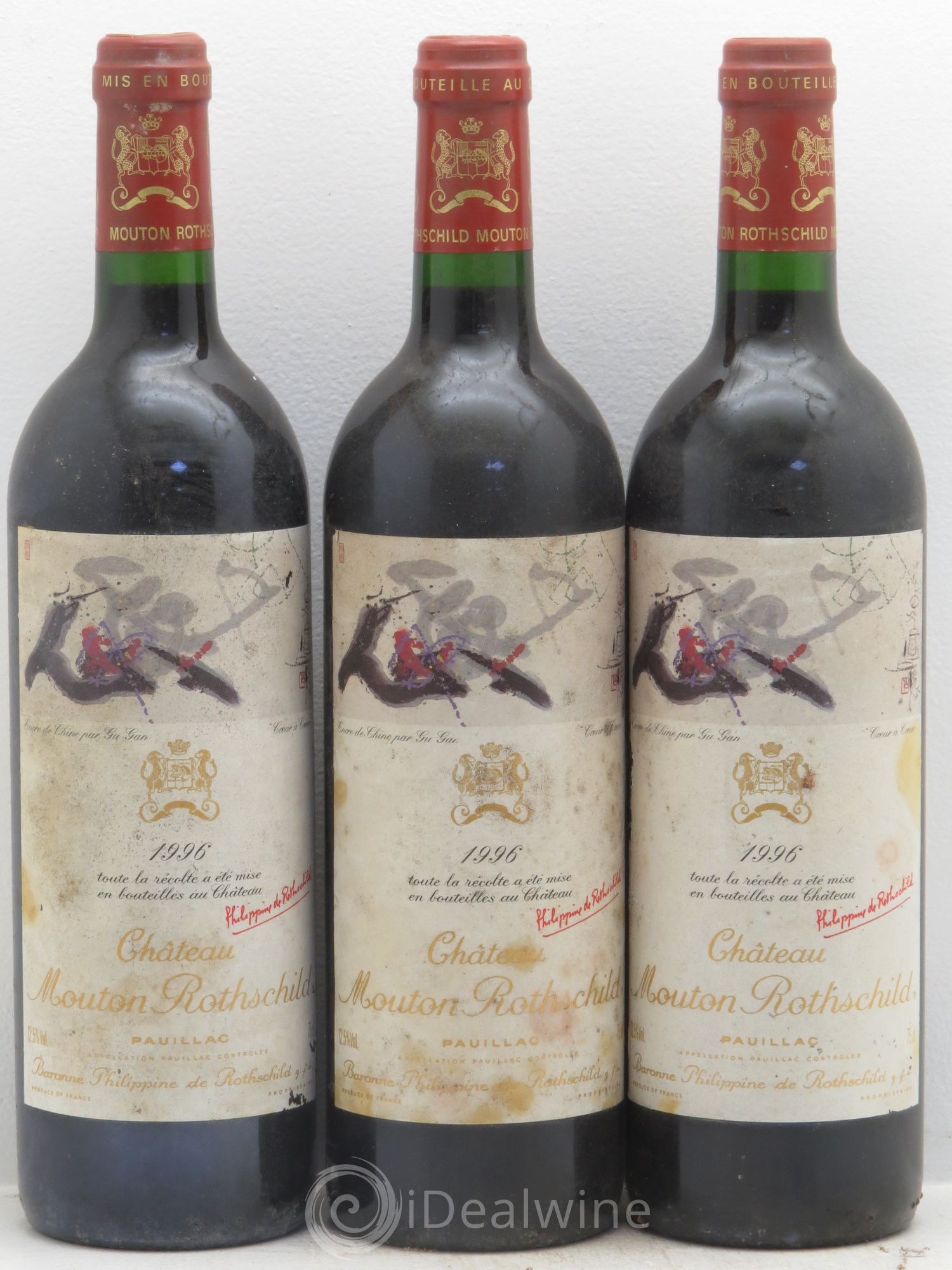 Château Mouton Rothschild 1er Grand Cru Classé 1996 - Lot de 3 bouteilles - 0