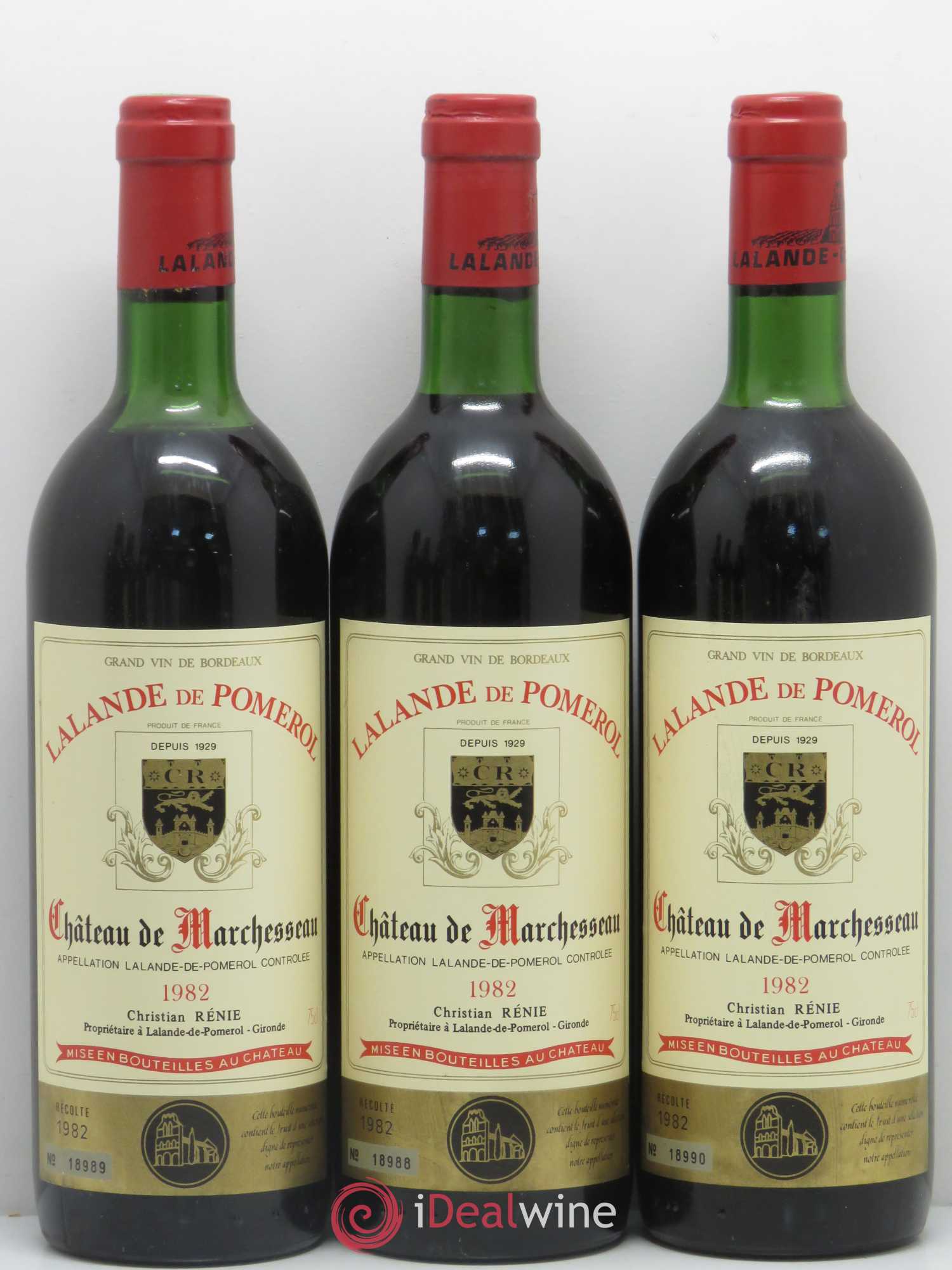 Bordeaux Lalande-de-Pomerol Château De Marchesseau 1982 - Posten von 6 Flaschen - 1