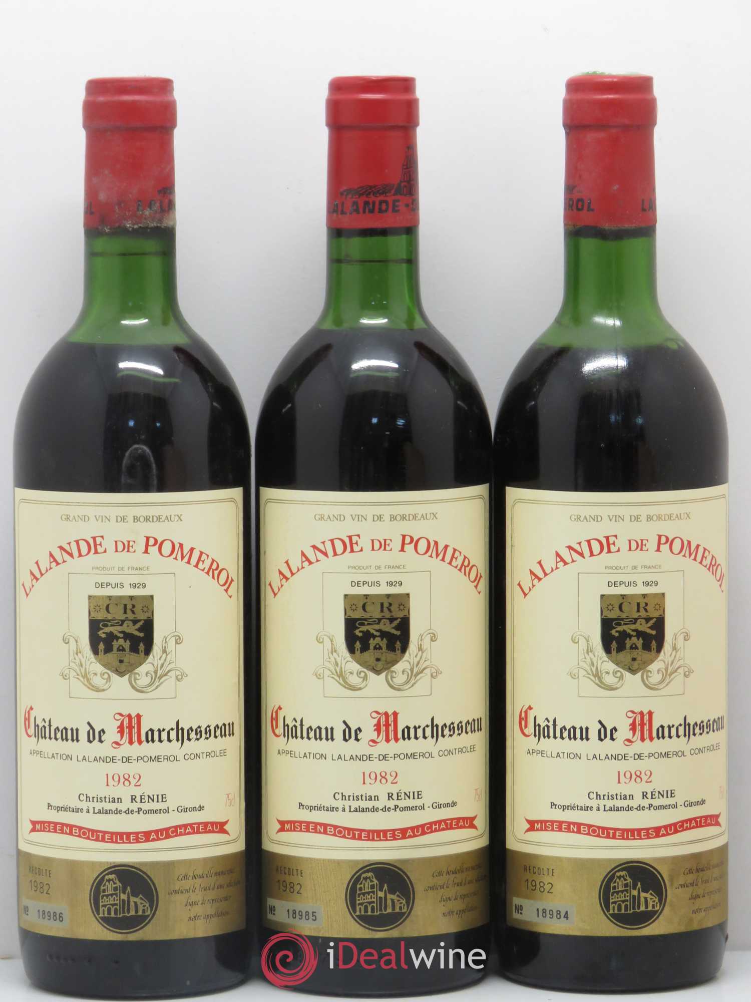 Bordeaux Lalande-de-Pomerol Château De Marchesseau 1982 - Posten von 3 Flaschen - 0