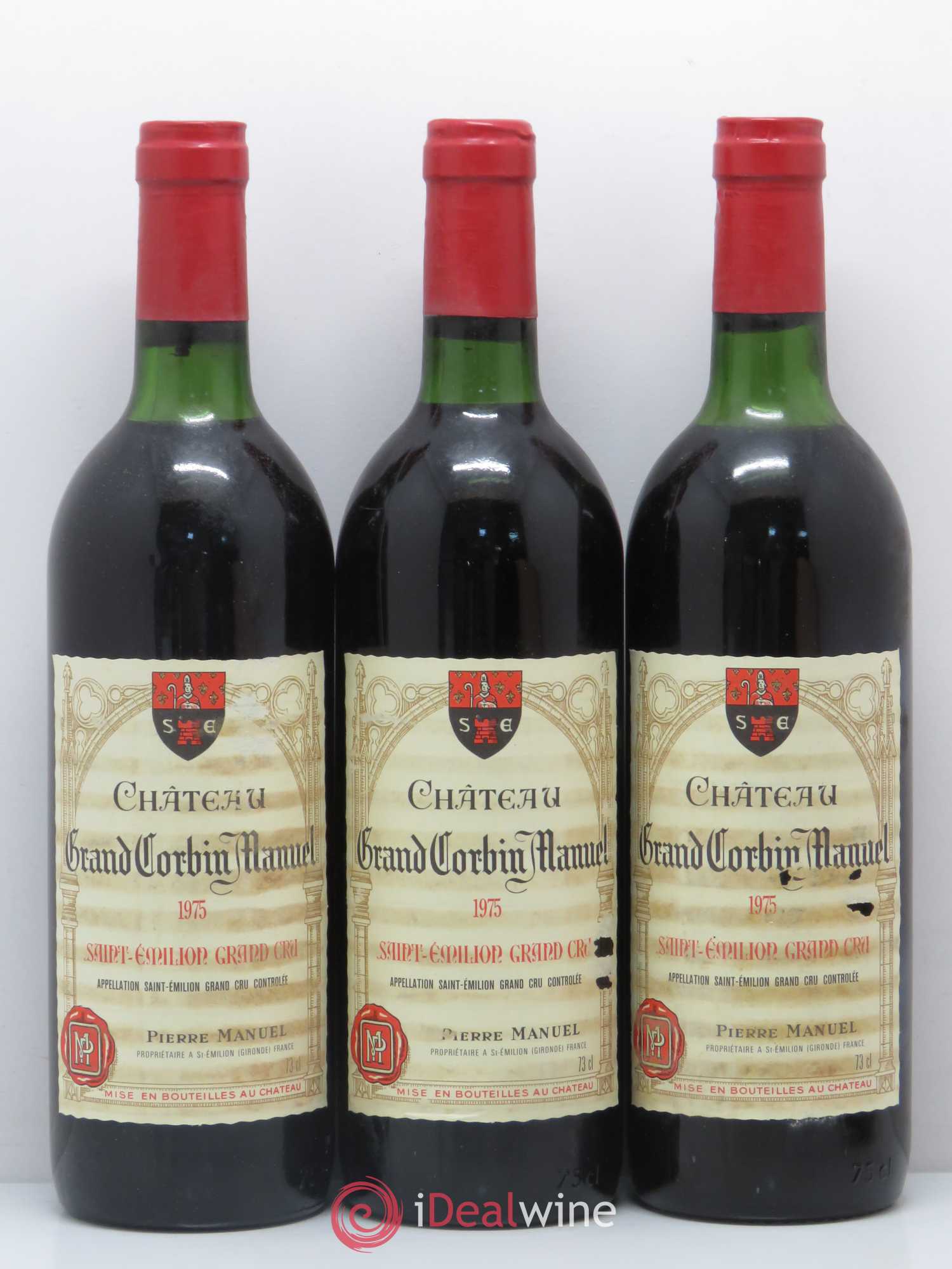 Saint-Émilion Château Grand Corbin Manuel 1975 - Posten von 3 Flaschen - 0