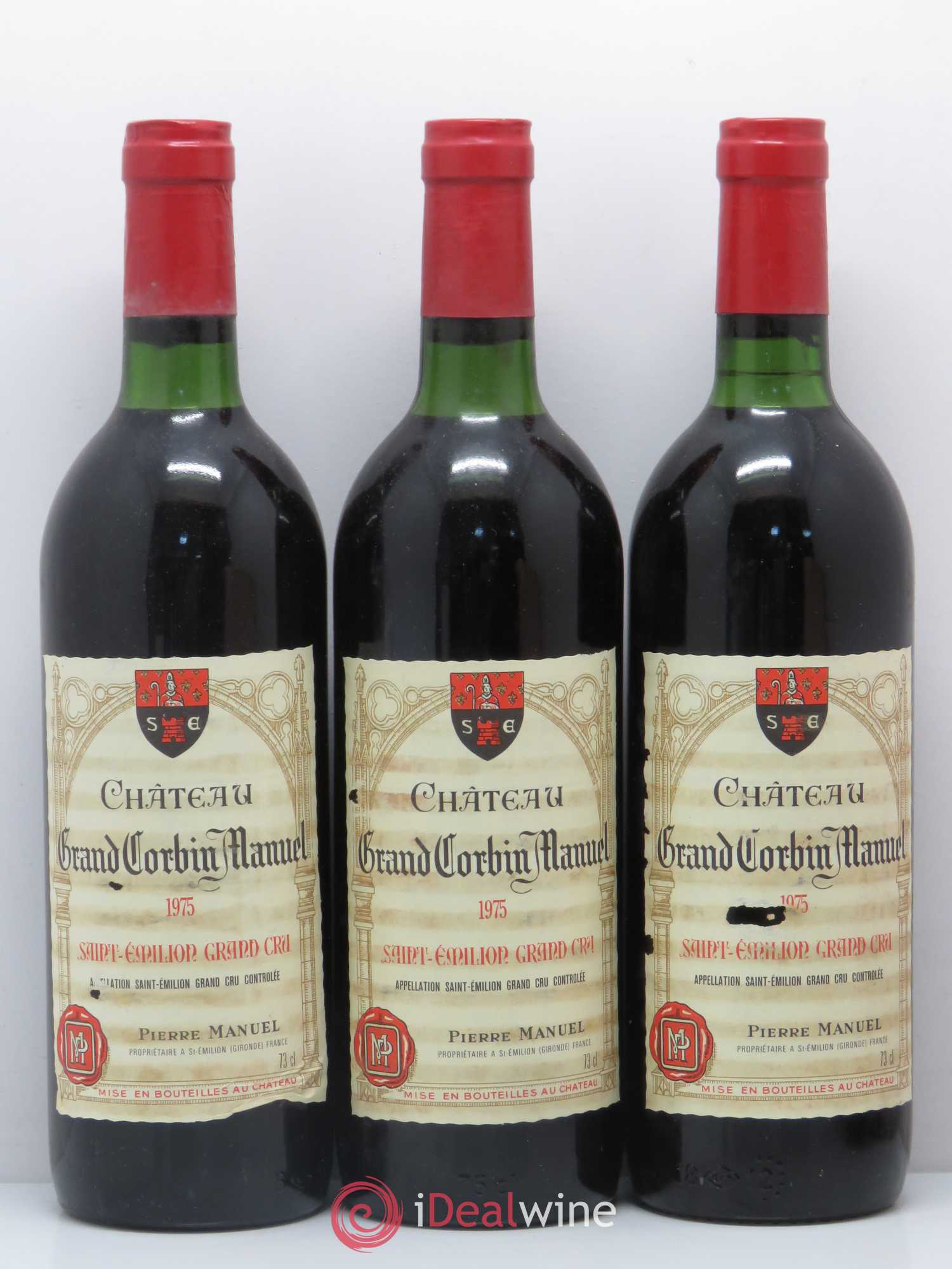Saint-Émilion Château Grand Corbin Manuel 1975 - Posten von 3 Flaschen - 0