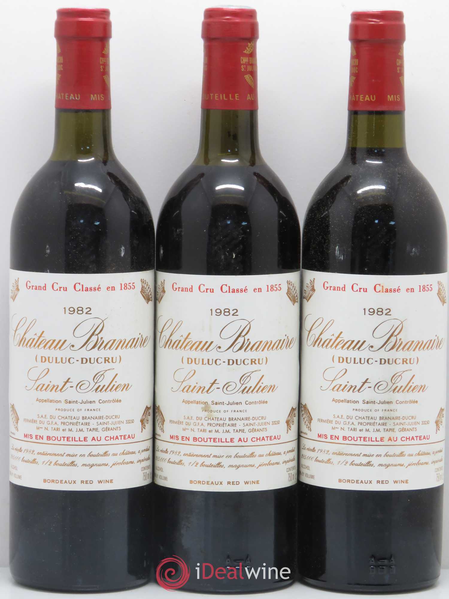 Château Branaire Ducru 4ème Grand Cru Classé 1982 - Lot de 3 bouteilles - 0