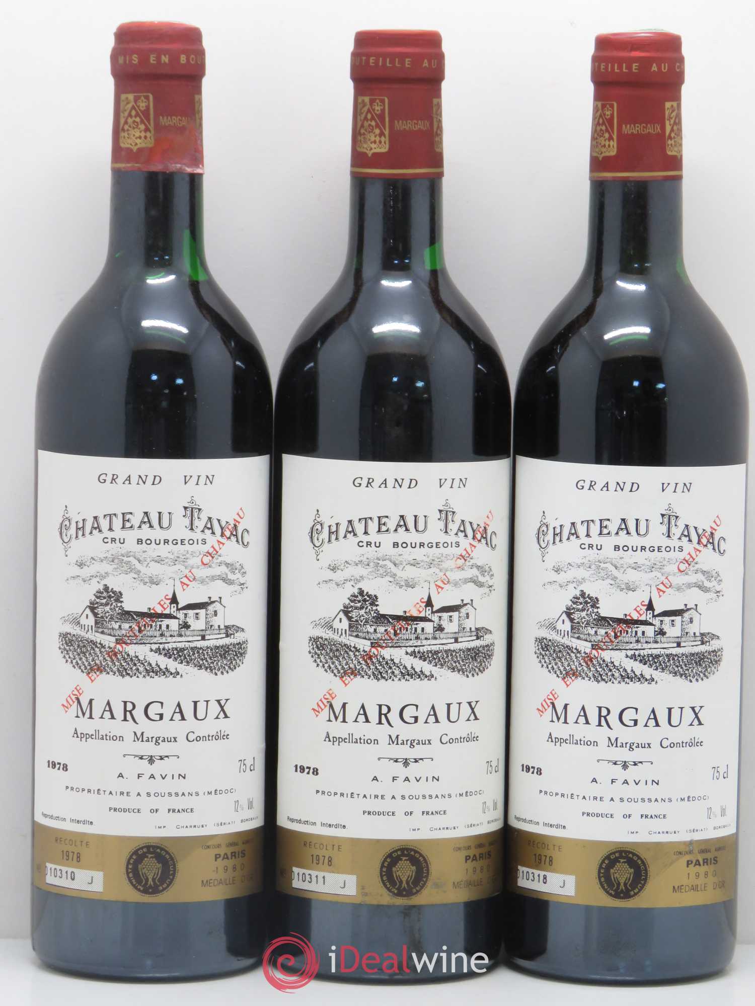 Château Tayac Cru Bourgeois 1978 - Lot de 3 bouteilles - 0