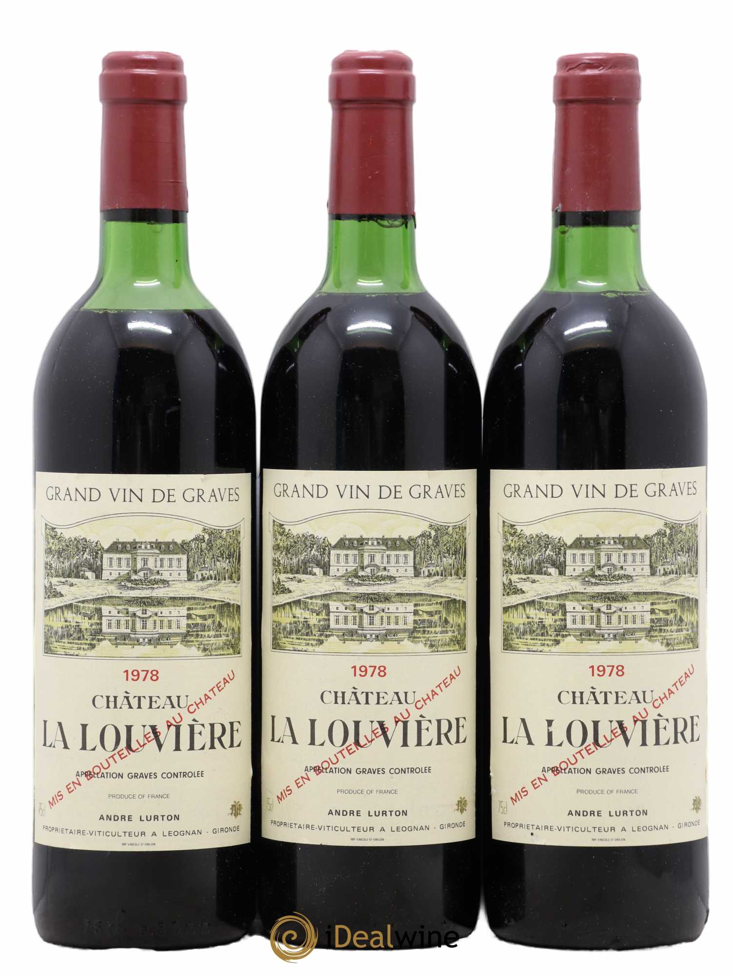 Château la Louvière 1978 - Lot de 3 bouteilles - 0
