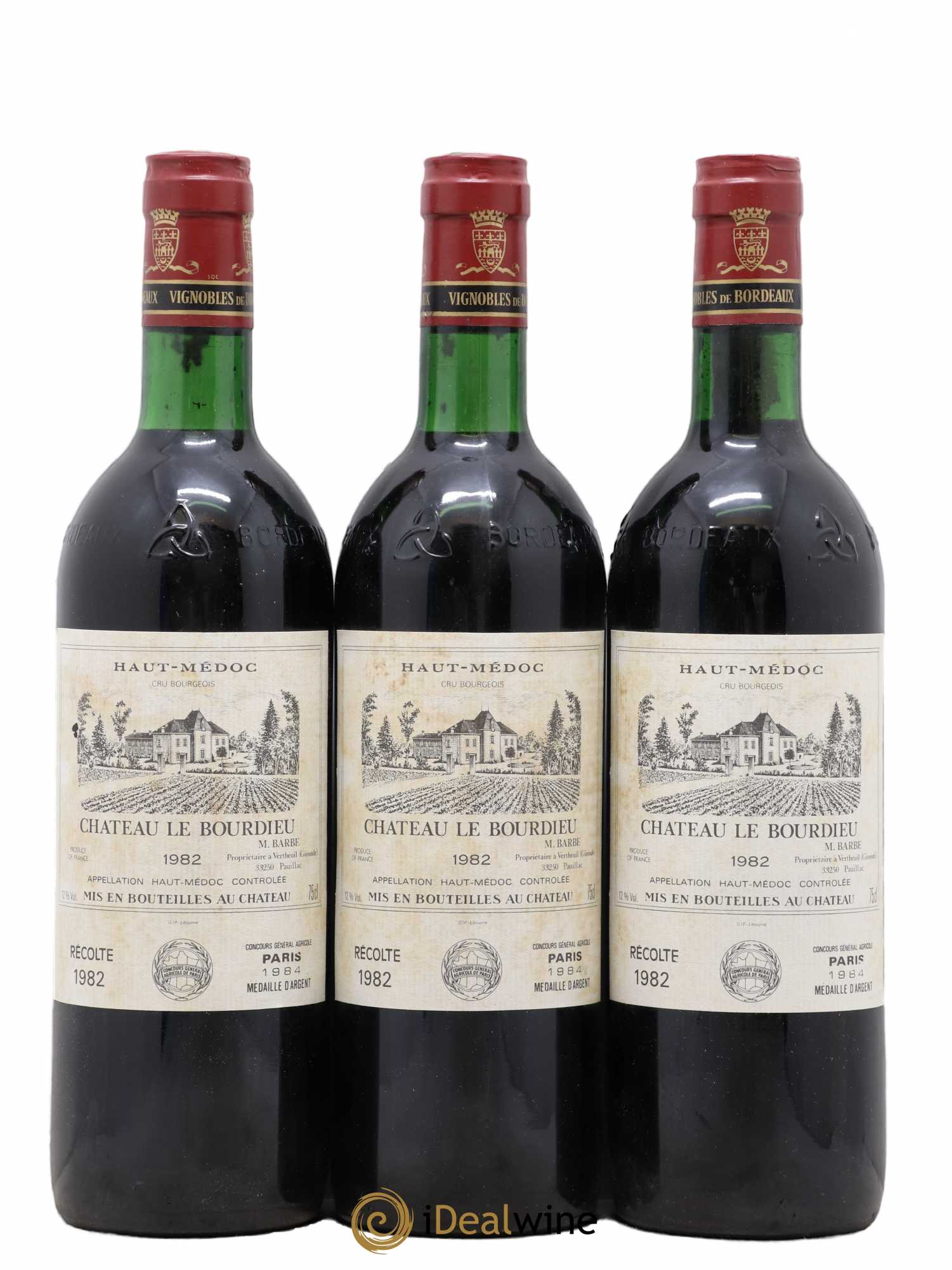 Château le Bourdieu Cru Bourgeois 1982 - Lot de 3 bouteilles - 0