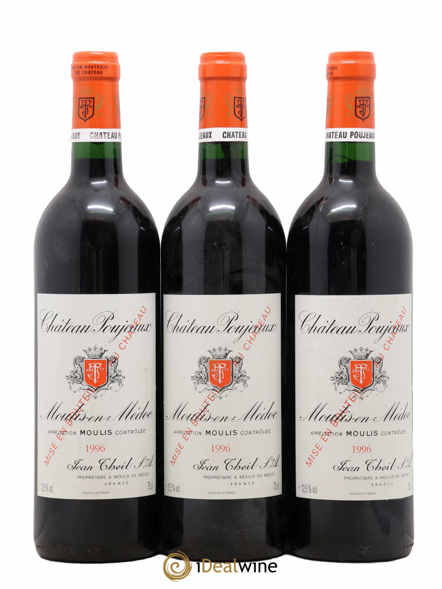 Château Poujeaux 1996 - Lot de 3 bouteilles - 0