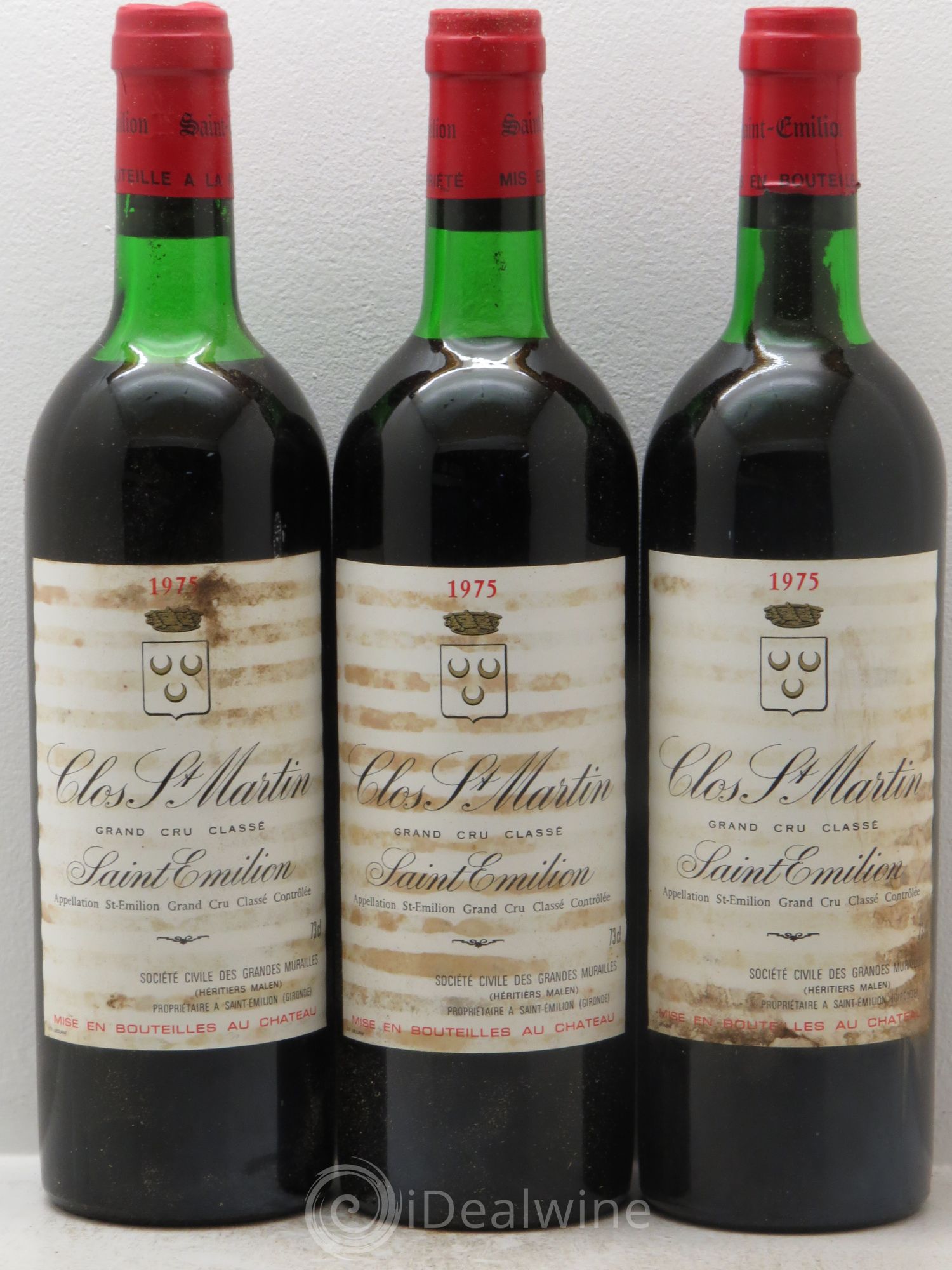 Clos Saint Martin Grand Cru Classé 1975 - Lot de 3 bouteilles - 0
