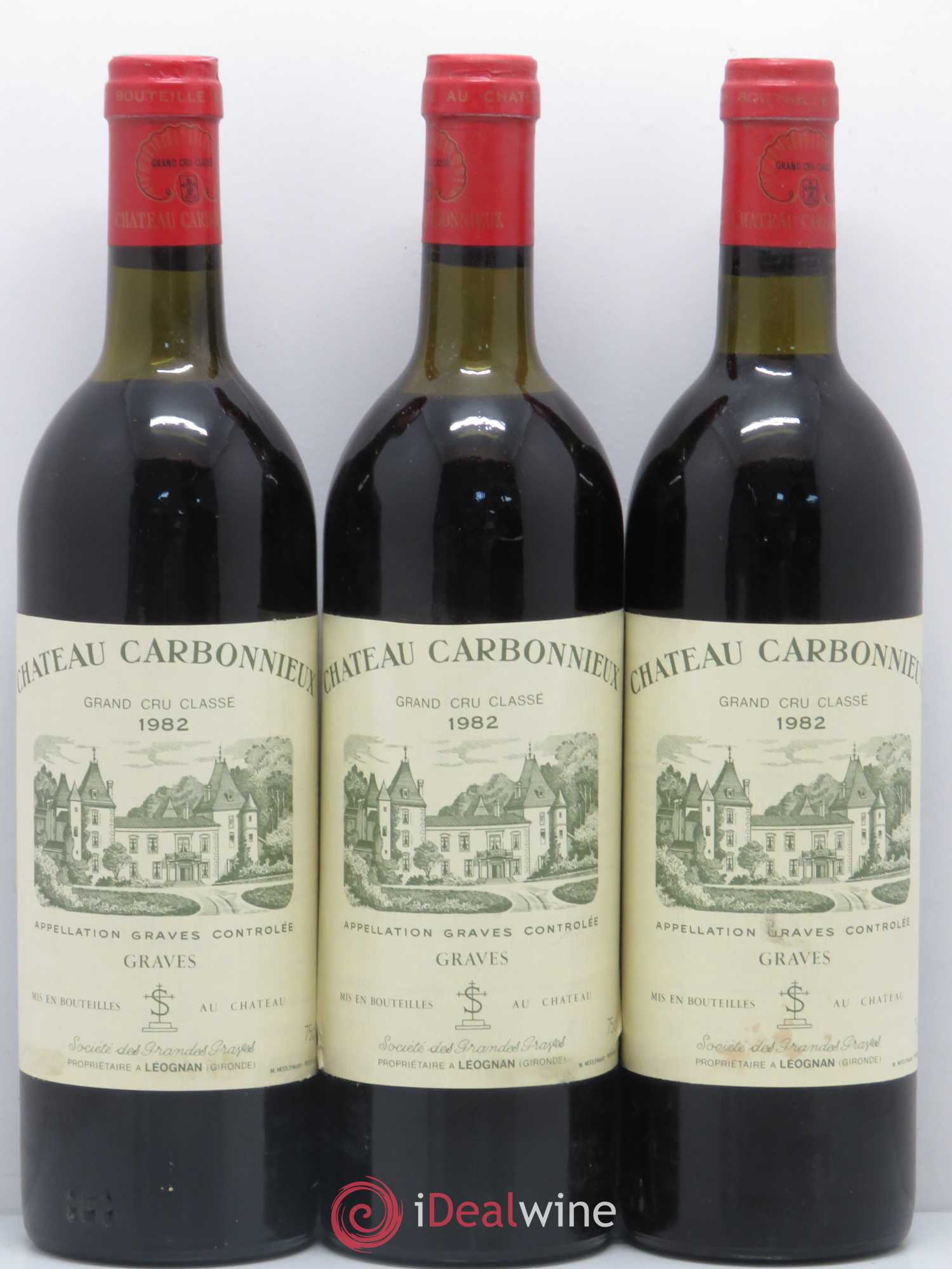 Château Carbonnieux Cru Classé de Graves 1982 - Lot de 3 bouteilles - 0