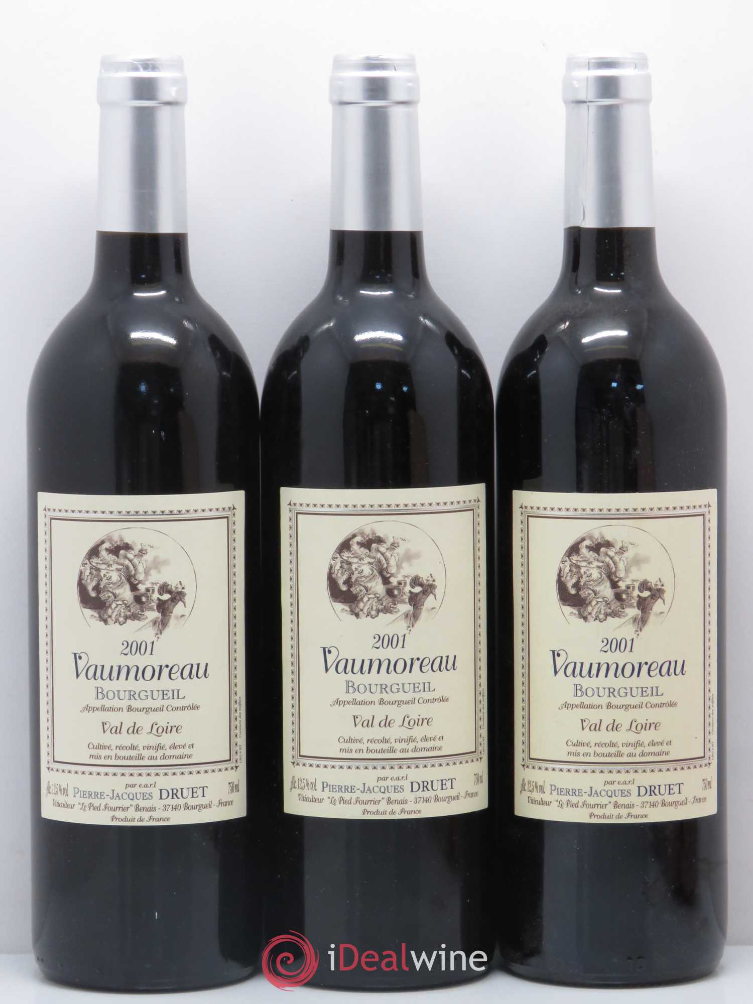 Bourgueil Vaumoreau Pierre Jacques Druet 2001 - Posten von 3 Flaschen - 0
