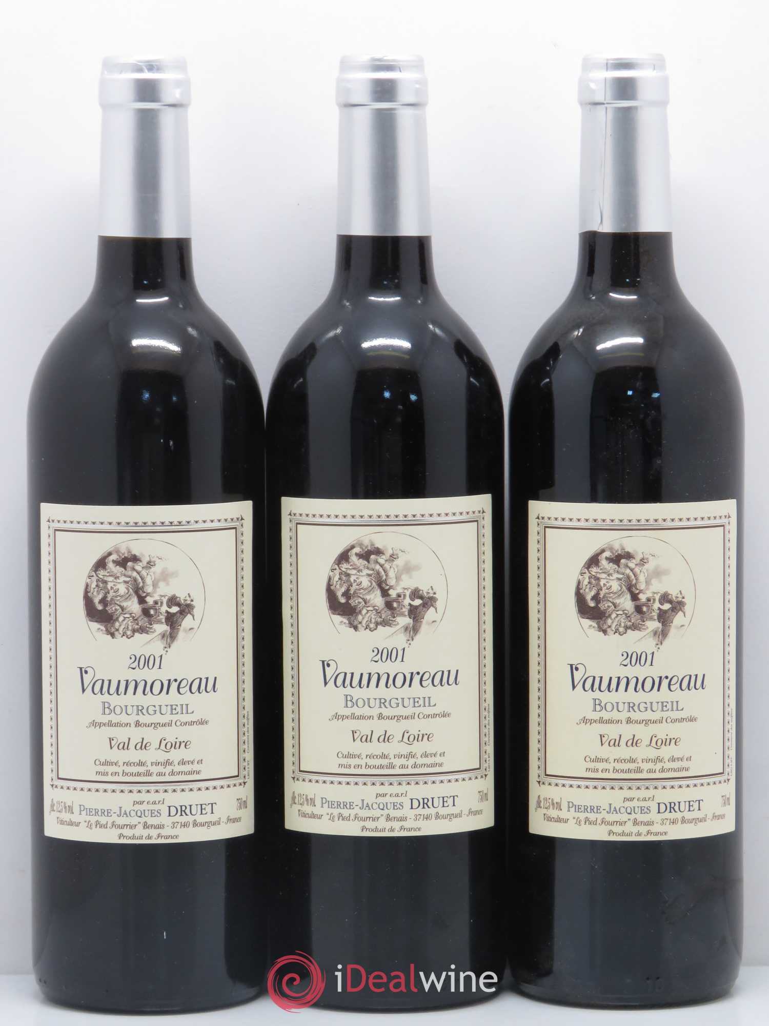Bourgueil Vaumoreau Pierre Jacques Druet 2001 - Posten von 3 Flaschen - 0