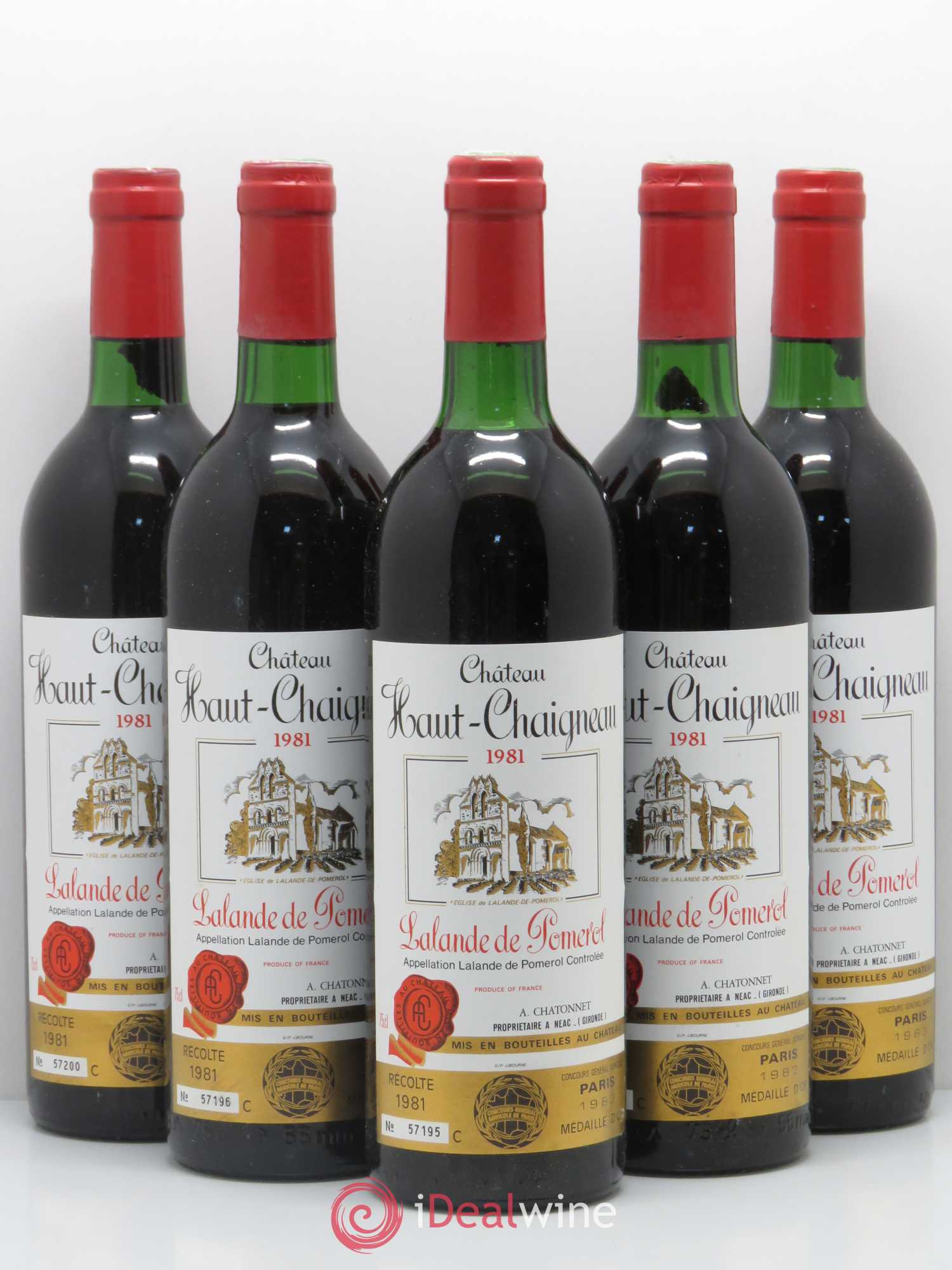 Bordeaux Lalande-de-Pomerol Château Haut Chaigneau (sans prix de réserve) 1981 - Posten von 5 Flaschen - 0