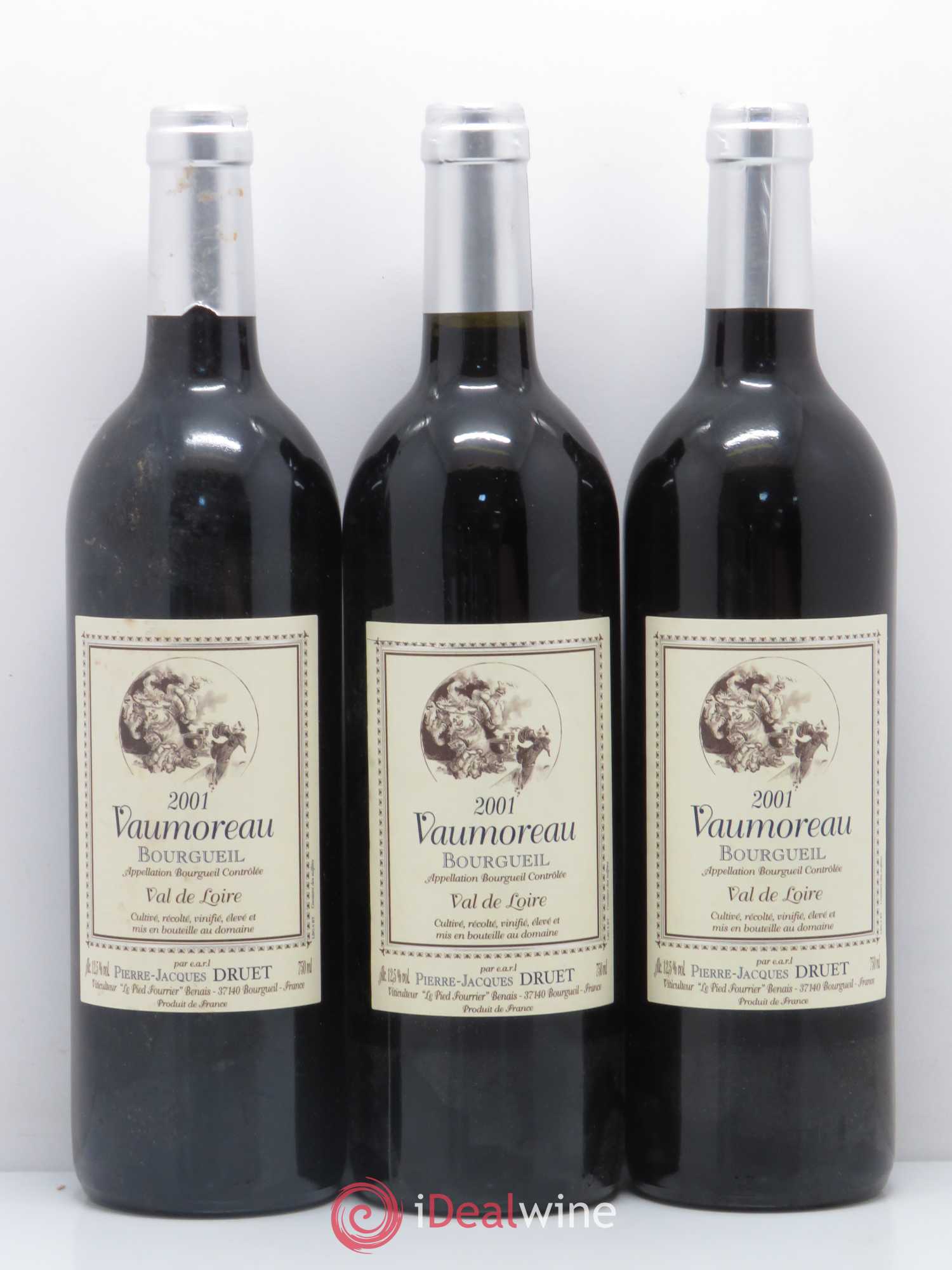 Bourgueil Vaumoreau Pierre Jacques Druet 2001 - Posten von 3 Flaschen - 0