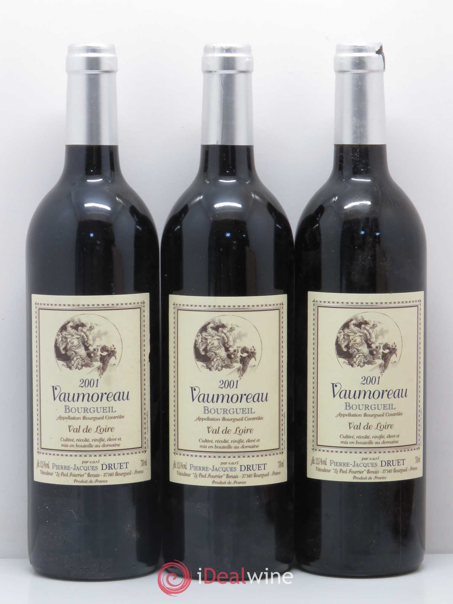Bourgueil Vaumoreau Pierre Jacques Druet 2001 - Posten von 3 Flaschen - 0