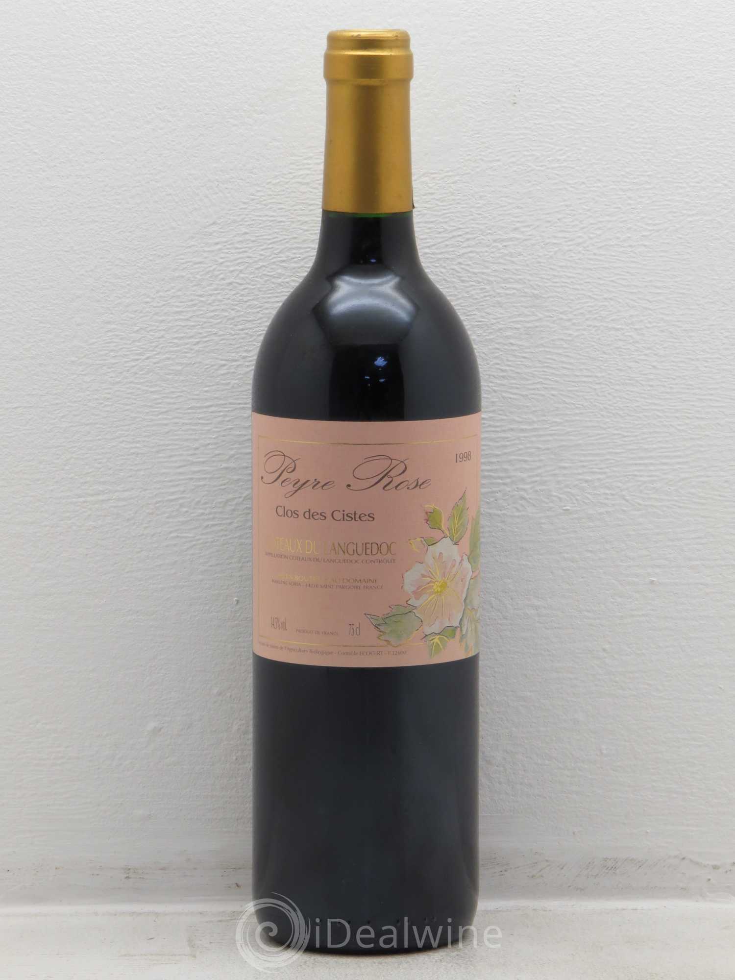 Vin de France (anciennement Coteaux du Languedoc) Domaine Peyre Rose Les Cistes Marlène Soria 1998 - Lot de 1 bouteille - 0