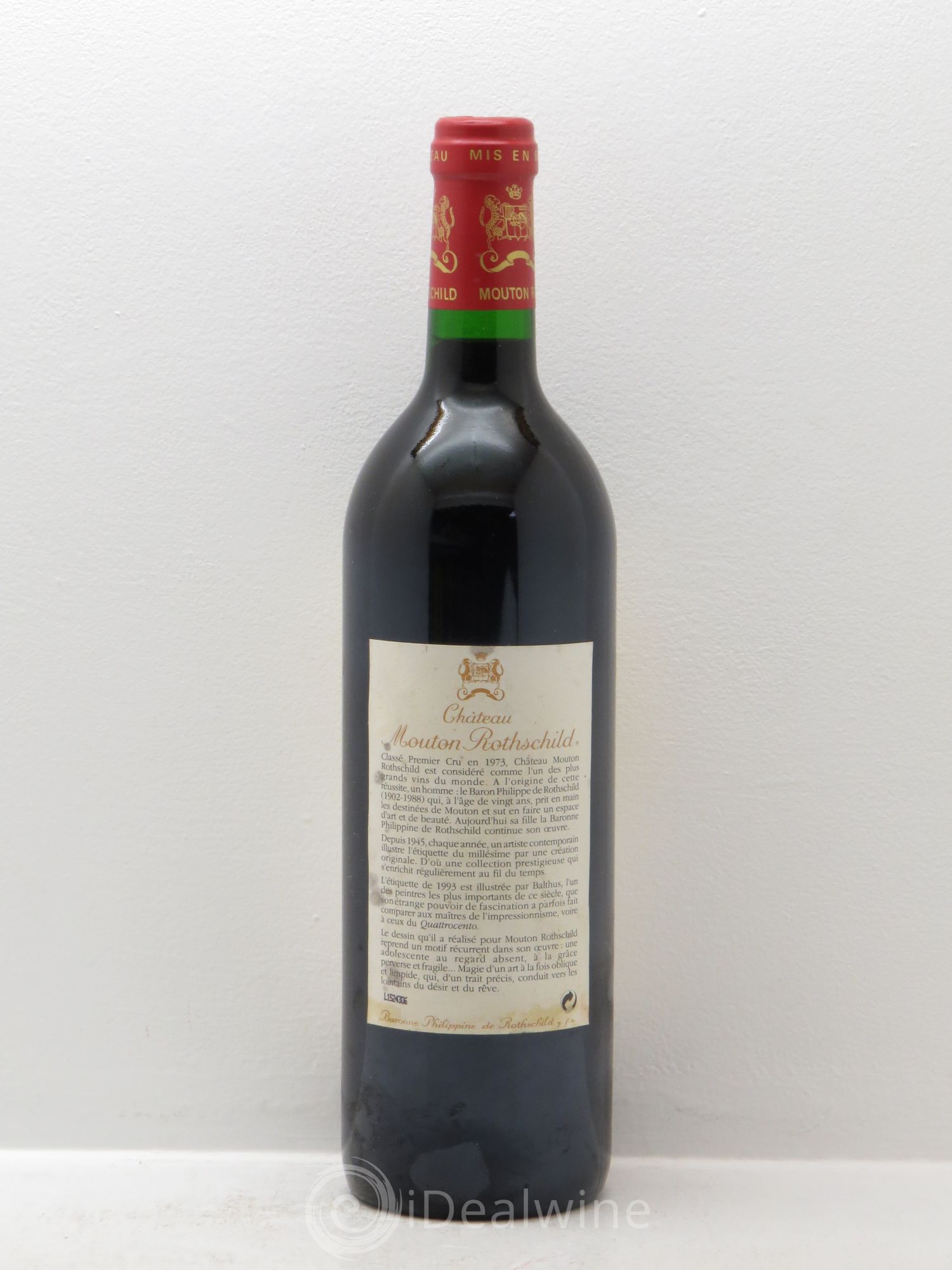 Château Mouton Rothschild 1er Grand Cru Classé 1993 - Lot de 1 bouteille - 1